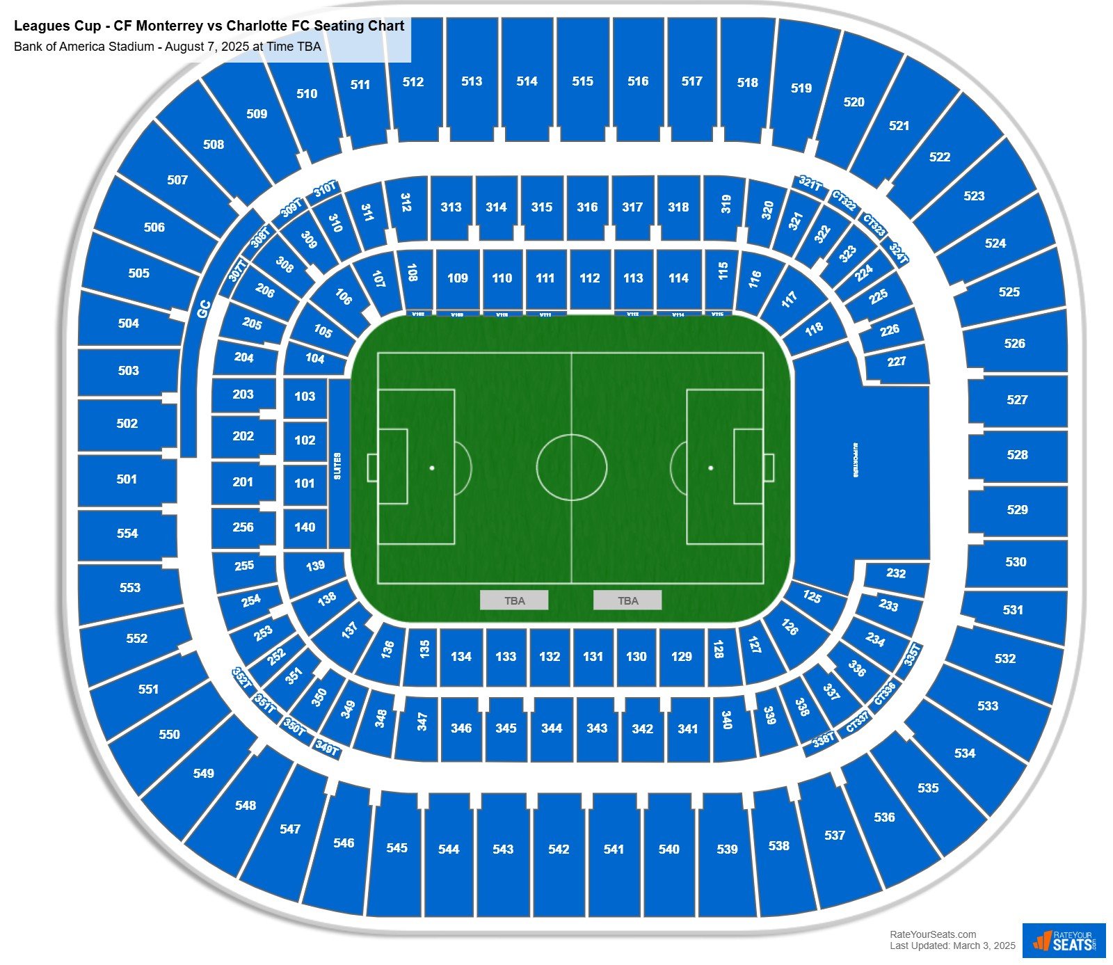 Leagues Cup - CF Monterrey vs Charlotte FC seating chart Bank of America Stadium