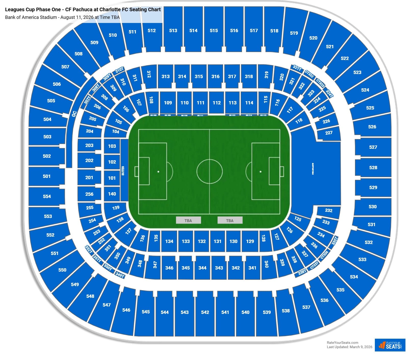Leagues Cup Phase One - CF Pachuca at Charlotte FC seating chart Bank of America Stadium