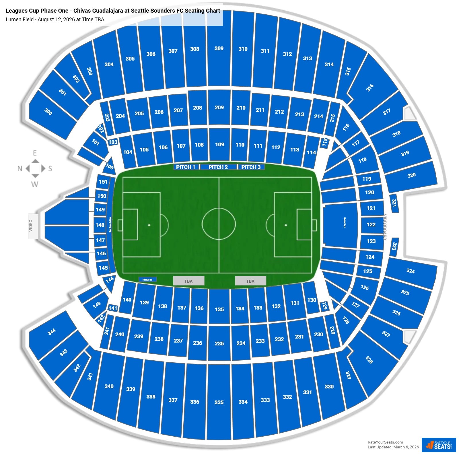 Leagues Cup Phase One - Chivas Guadalajara at Seattle Sounders FC seating chart Lumen Field