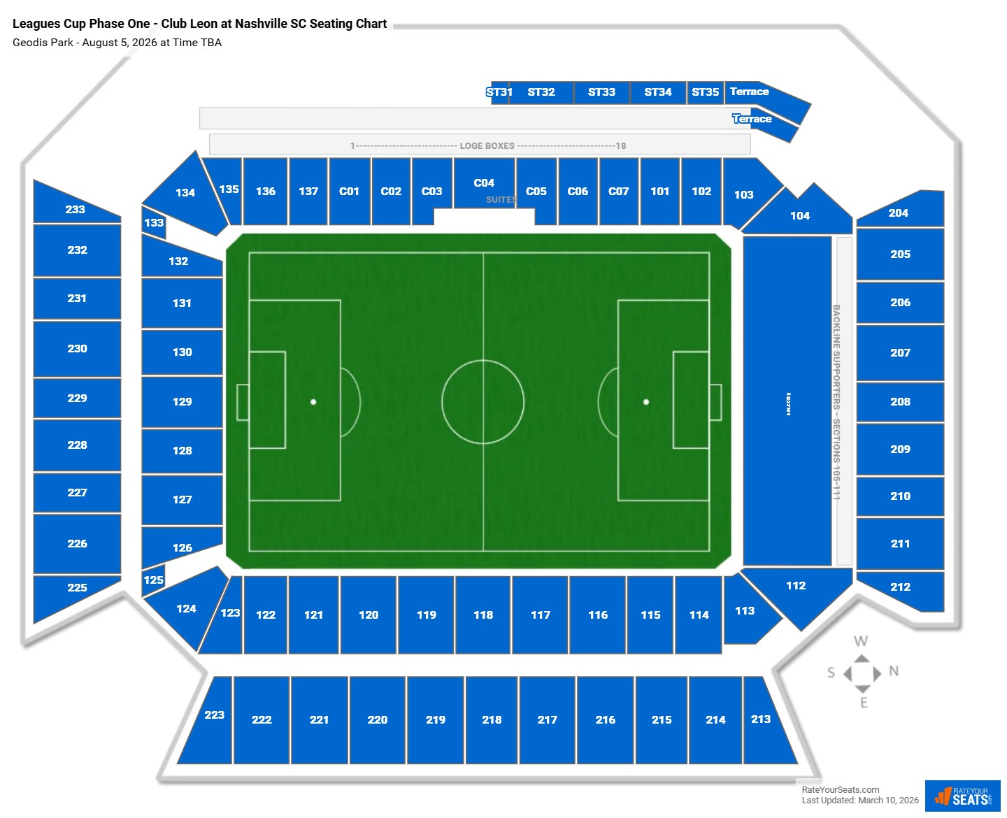 Leagues Cup Phase One - Club Leon at Nashville SC seating chart Geodis Park