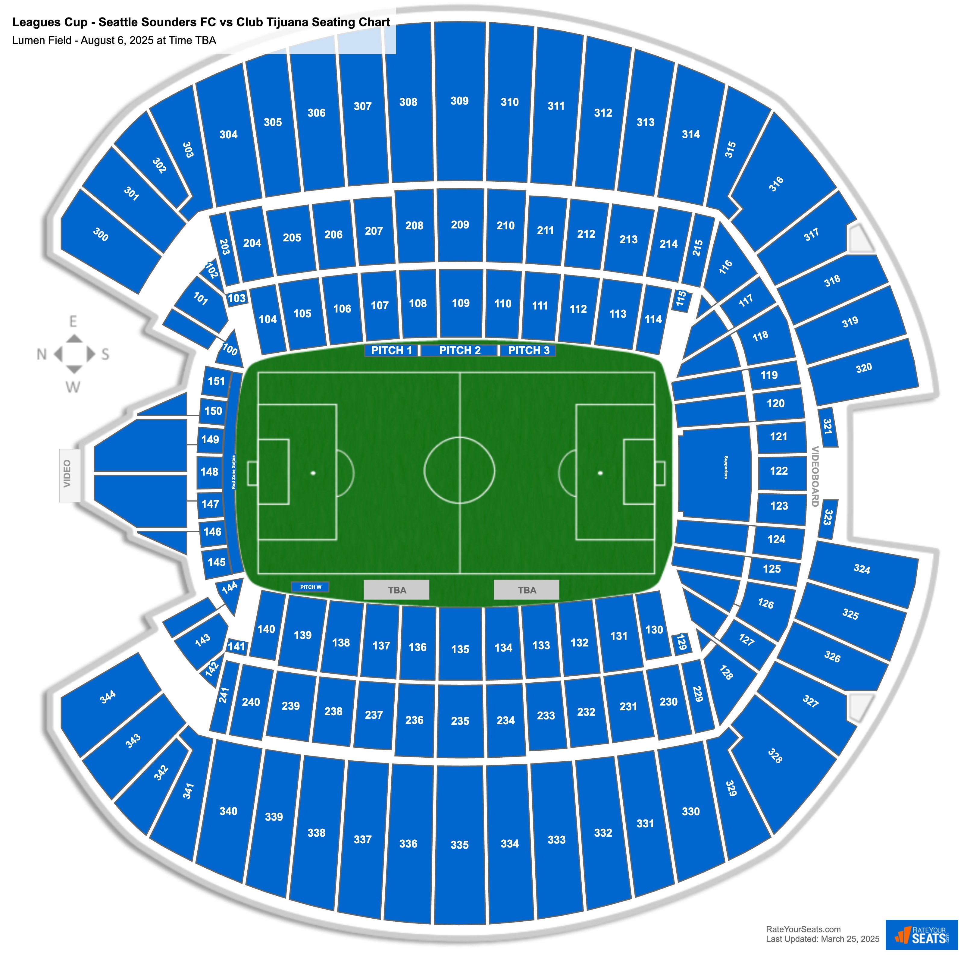 Leagues Cup - Seattle Sounders FC vs Club Tijuana seating chart Lumen Field