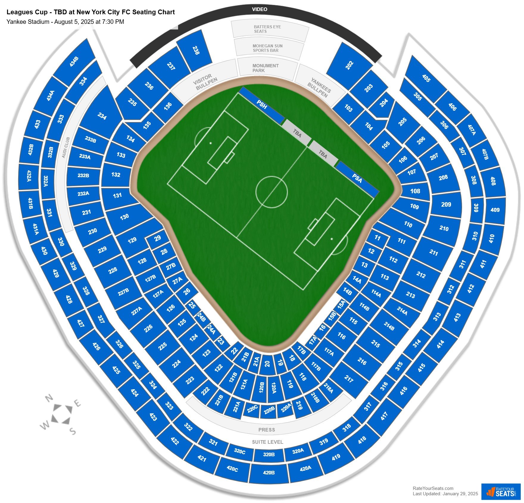 Leagues Cup - Toluca FC vs New York City FC seating chart Yankee Stadium