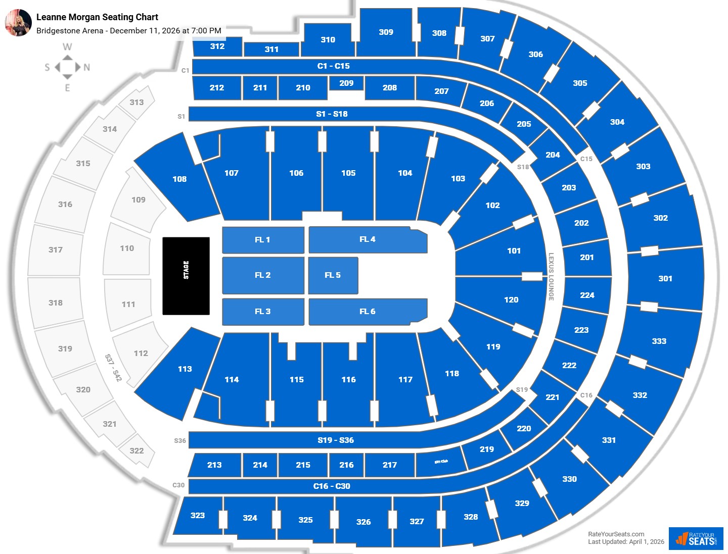 Leanne Morgan seating chart Bridgestone Arena