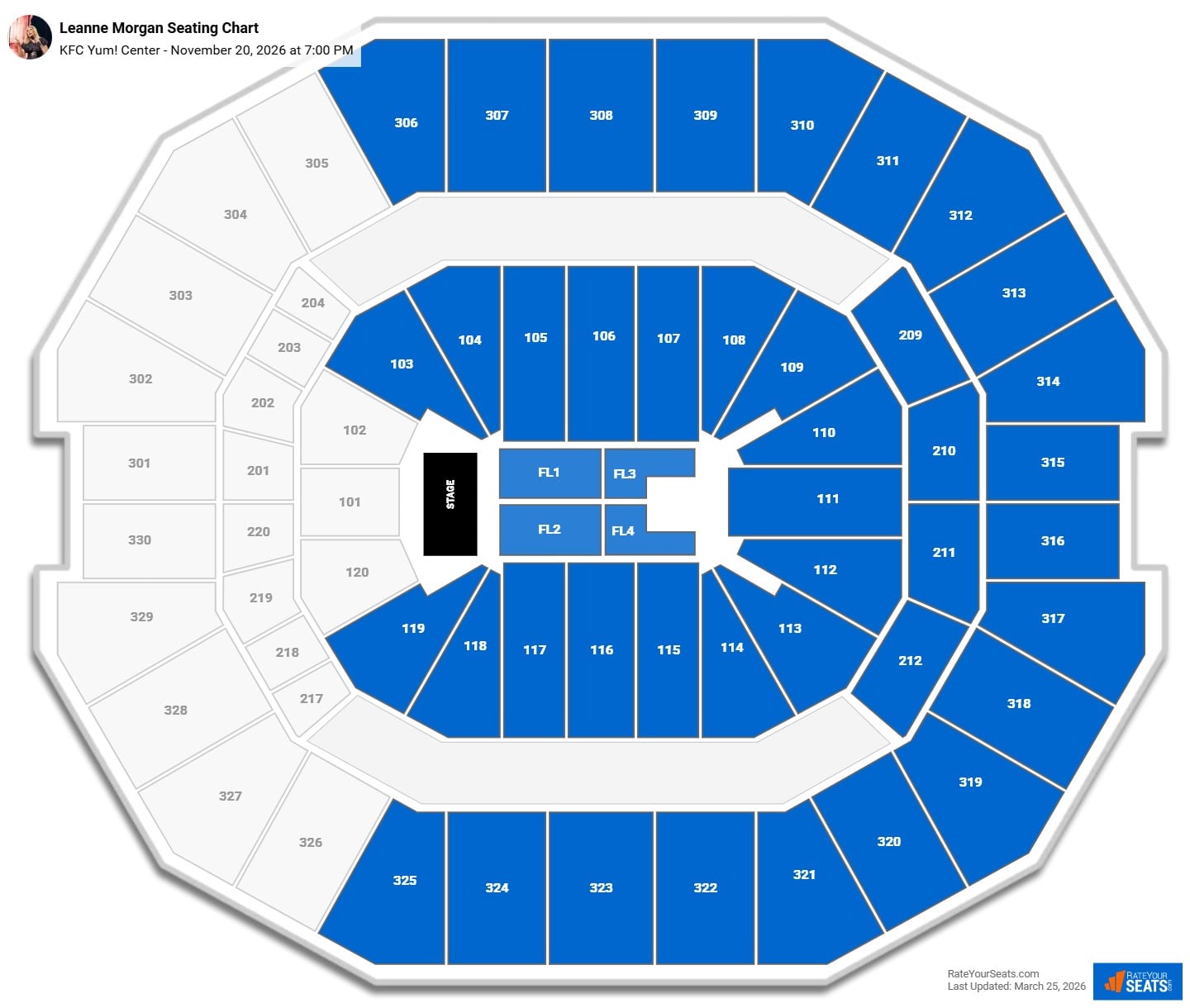 Leanne Morgan seating chart KFC Yum! Center