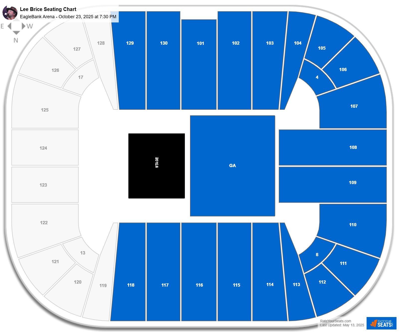 Lee Brice seating chart EagleBank Arena