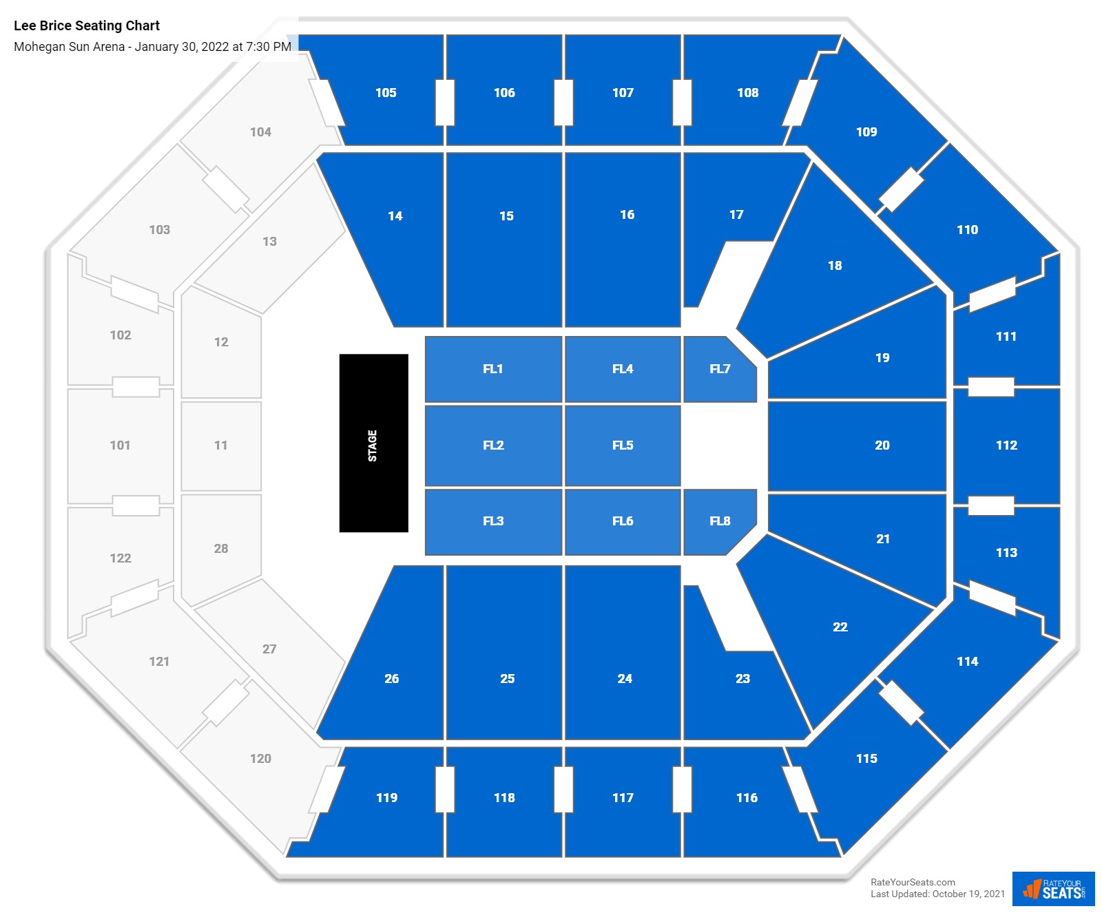 Lee Brice seating chart Mohegan Sun Arena