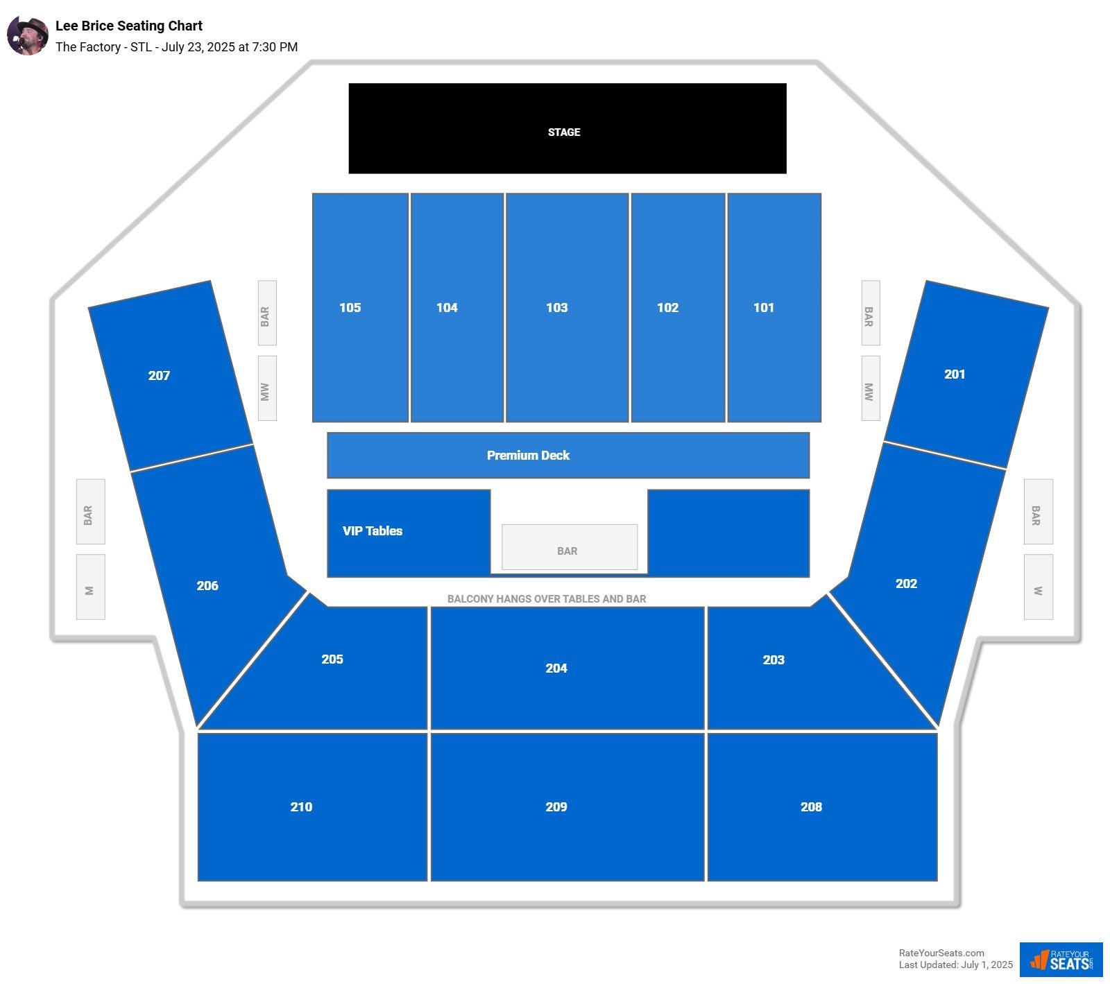 Lee Brice seating chart The Factory - STL