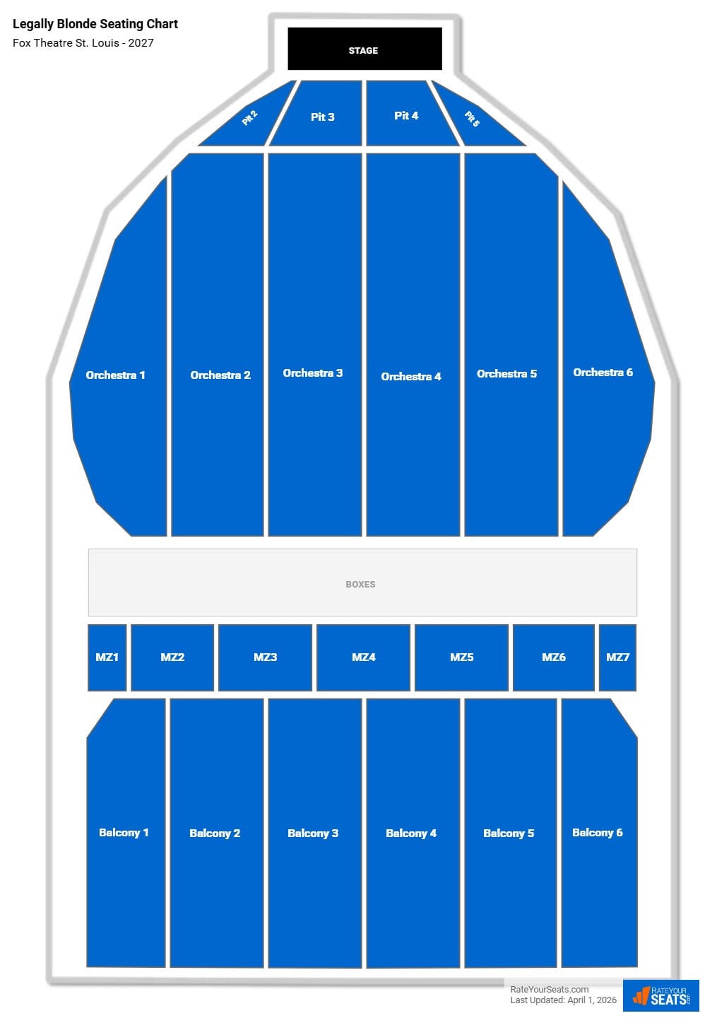 Legally Blonde seating chart Fox Theatre St. Louis