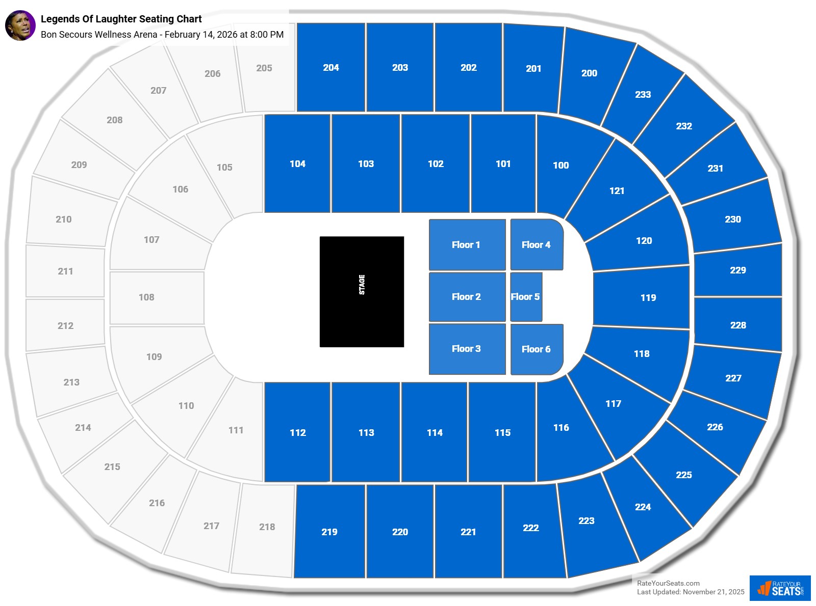 Legends Of Laughter seating chart Bon Secours Wellness Arena