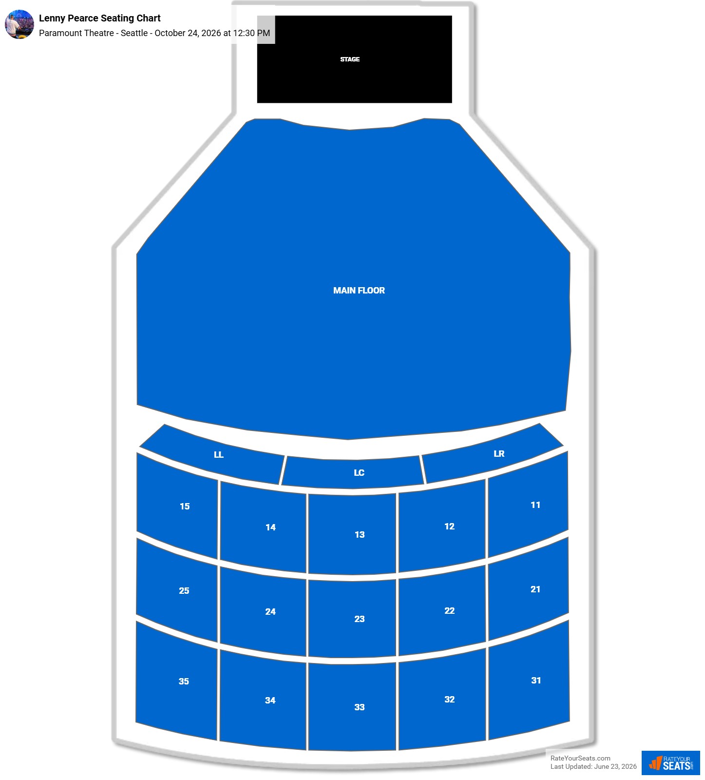Lenny Pearce Seating Chart at Paramount Theatre - Seattle