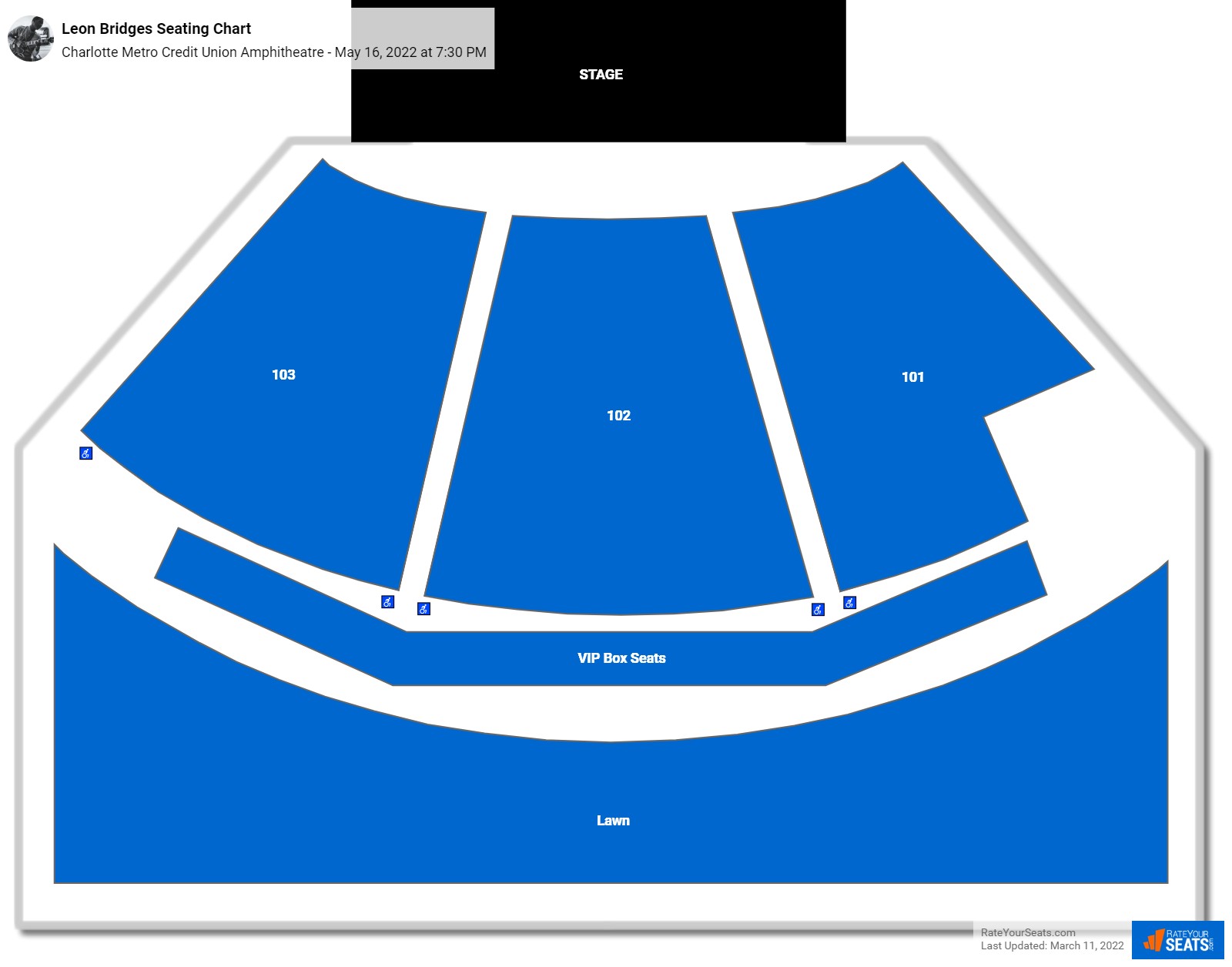 Leon Bridges seating chart Charlotte Metro Credit Union Amphitheatre