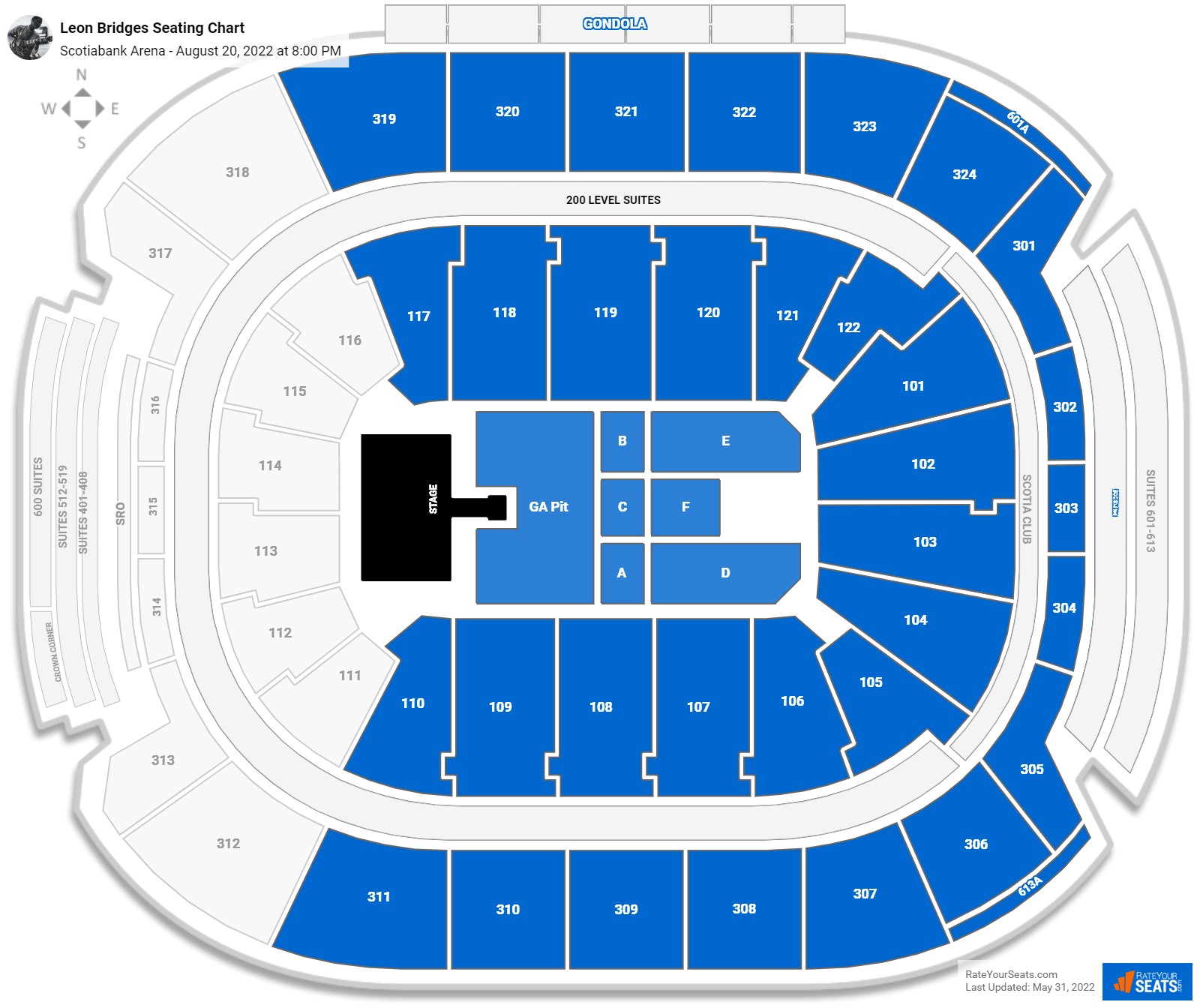 Leon Bridges seating chart Scotiabank Arena