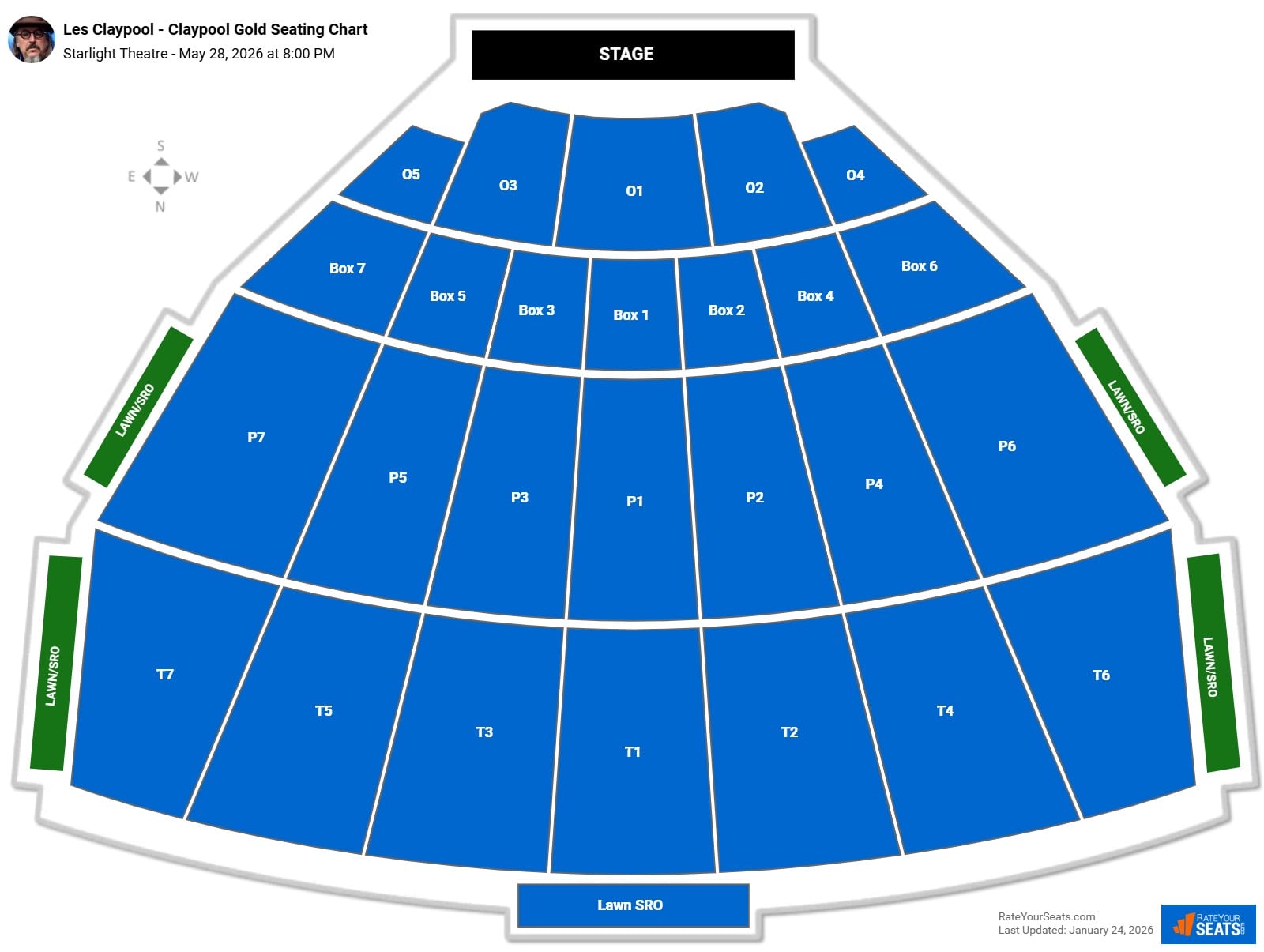 Les Claypool - Claypool Gold seating chart Starlight Theatre
