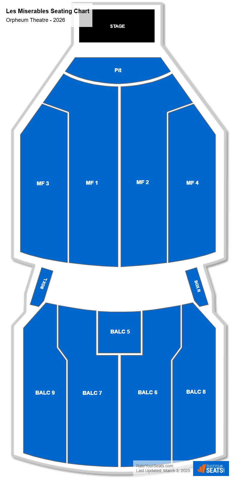 Les Miserables seating chart Orpheum Theatre (Minneapolis)