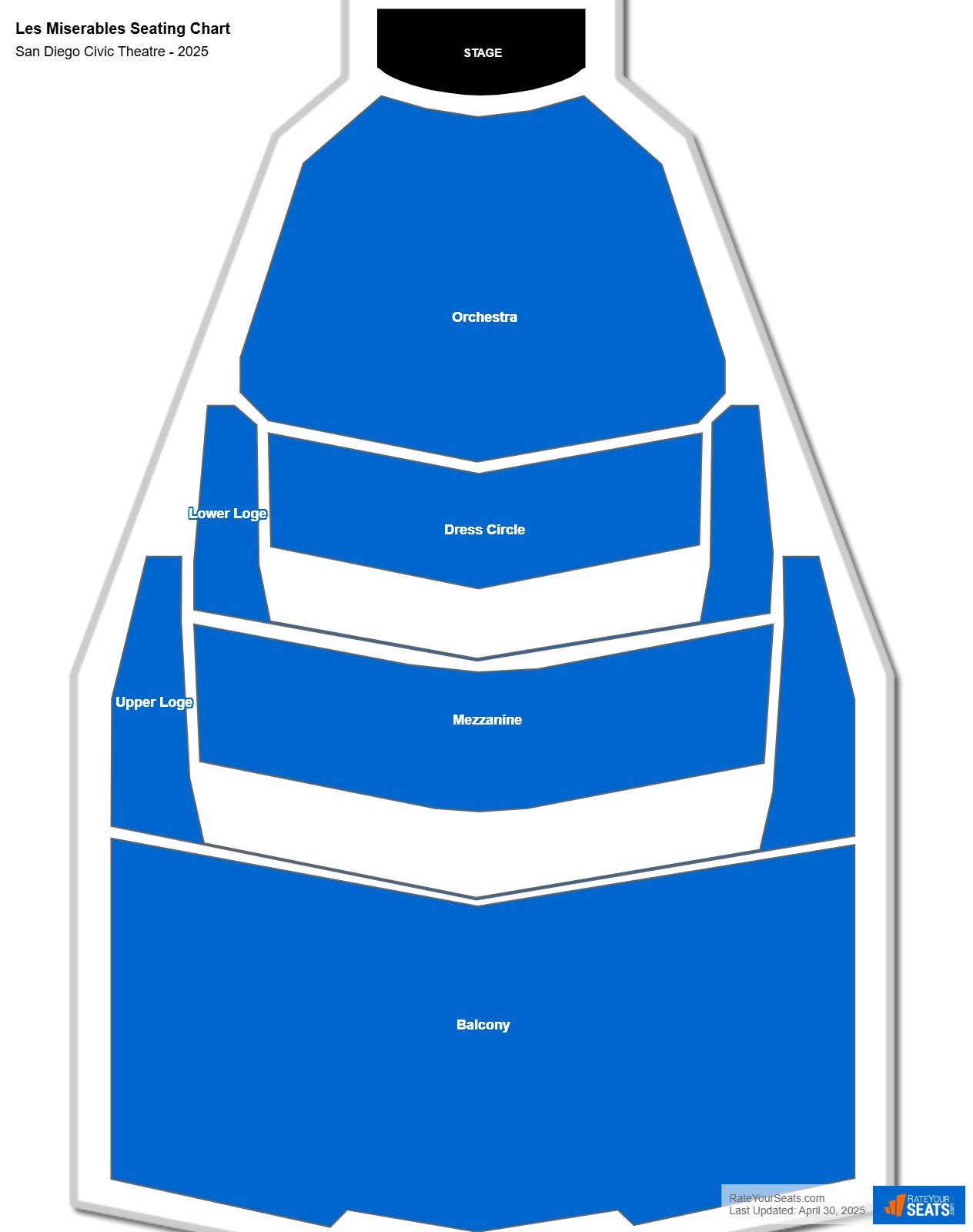 Les Miserables seating chart San Diego Civic Theatre