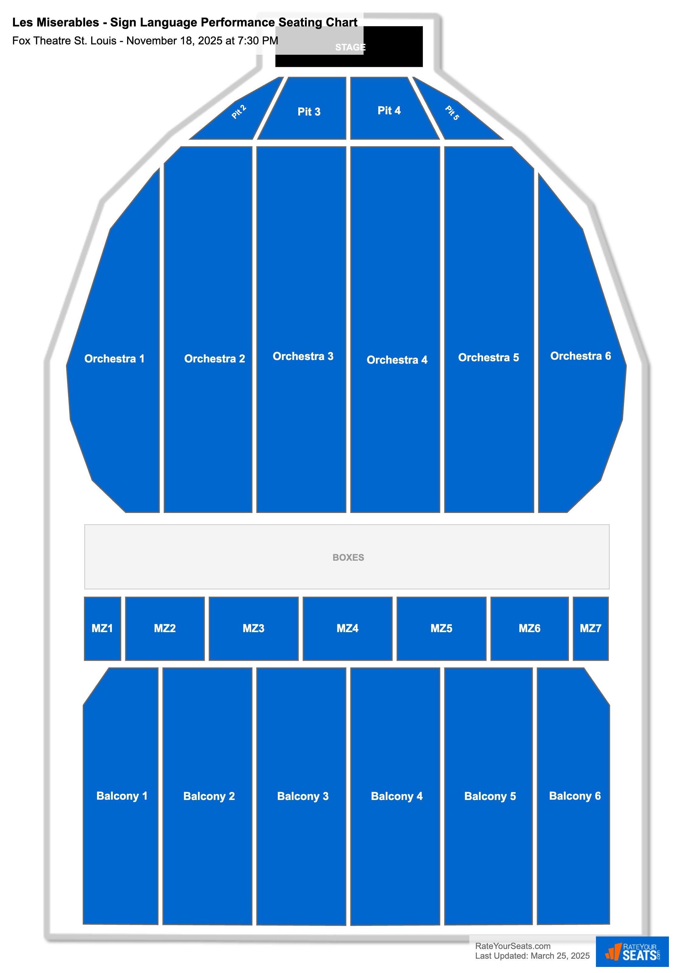 Les Miserables - Sign Language Performance seating chart Fox Theatre St. Louis