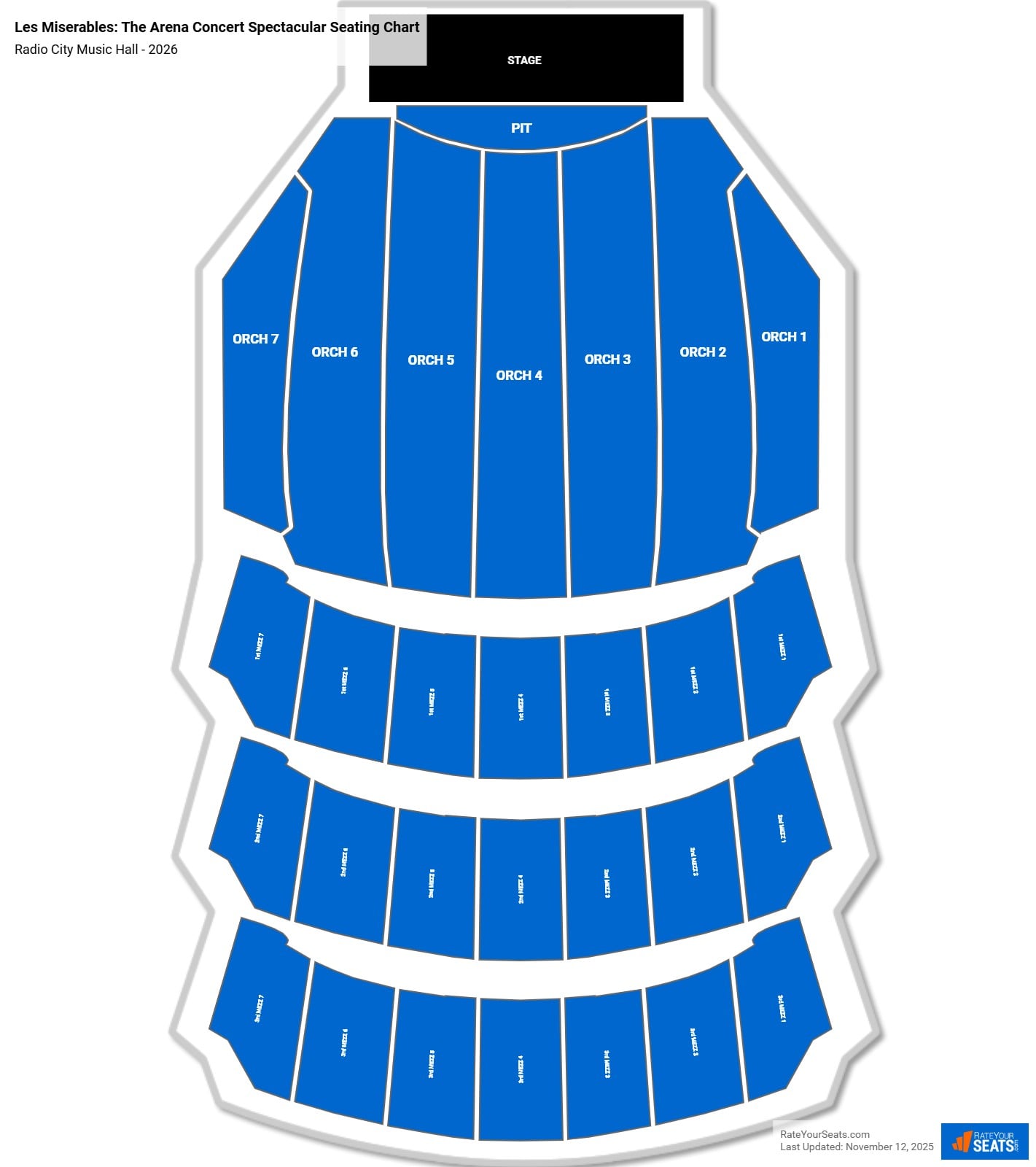 Les Miserables - The Arena Concert Spectacular seating chart Radio City Music Hall