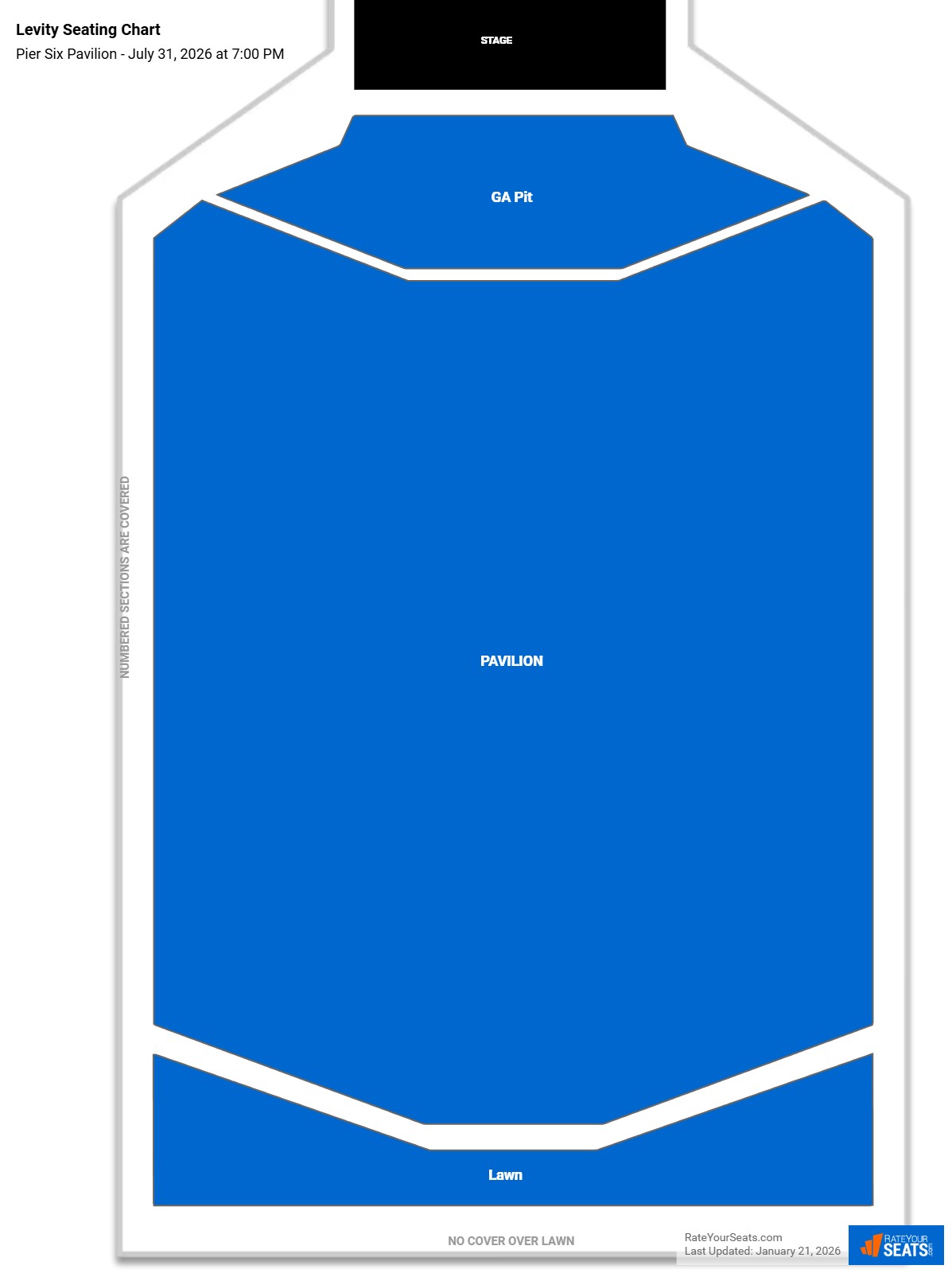 Levity seating chart Pier Six Pavilion