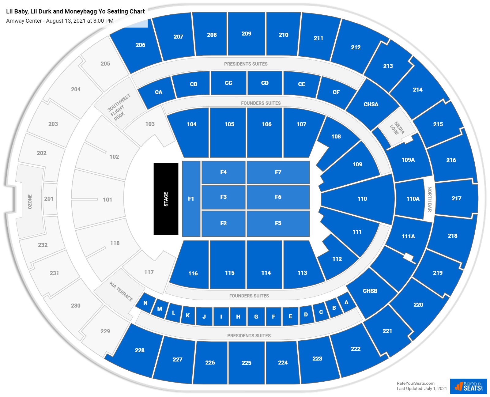Lil Baby, Lil Durk and Moneybagg Yo seating chart Amway Center