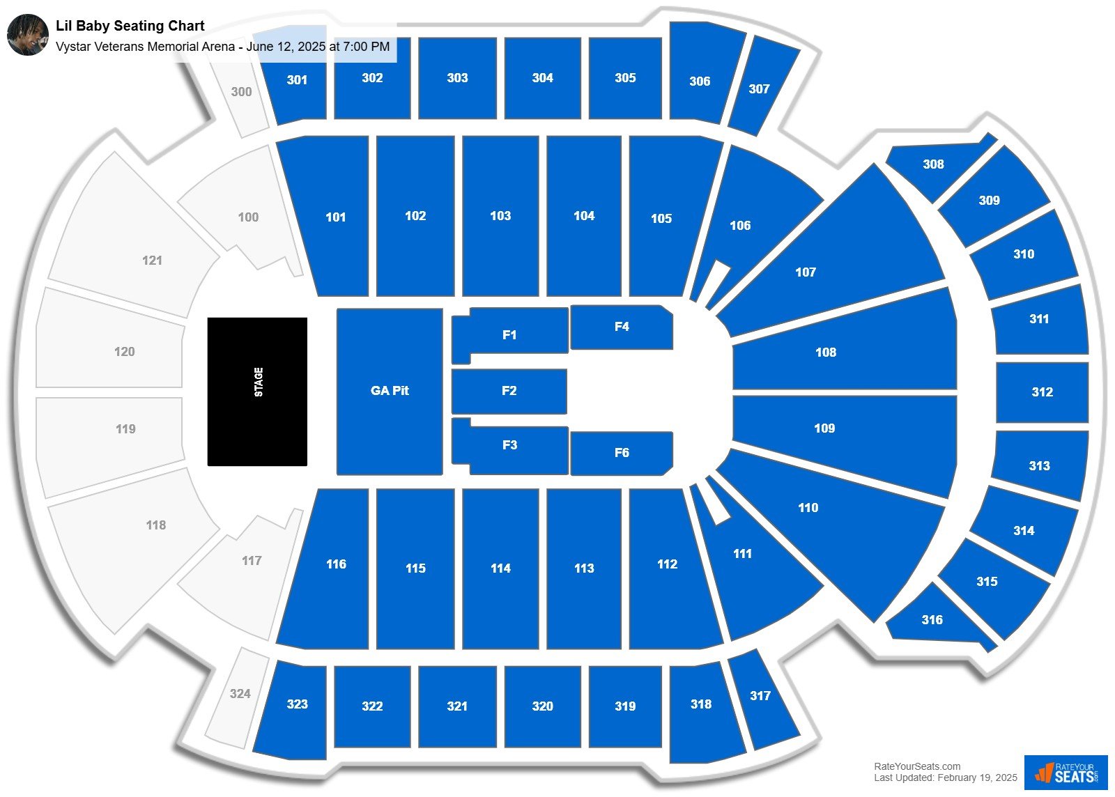 Lil Baby seating chart Vystar Veterans Memorial Arena