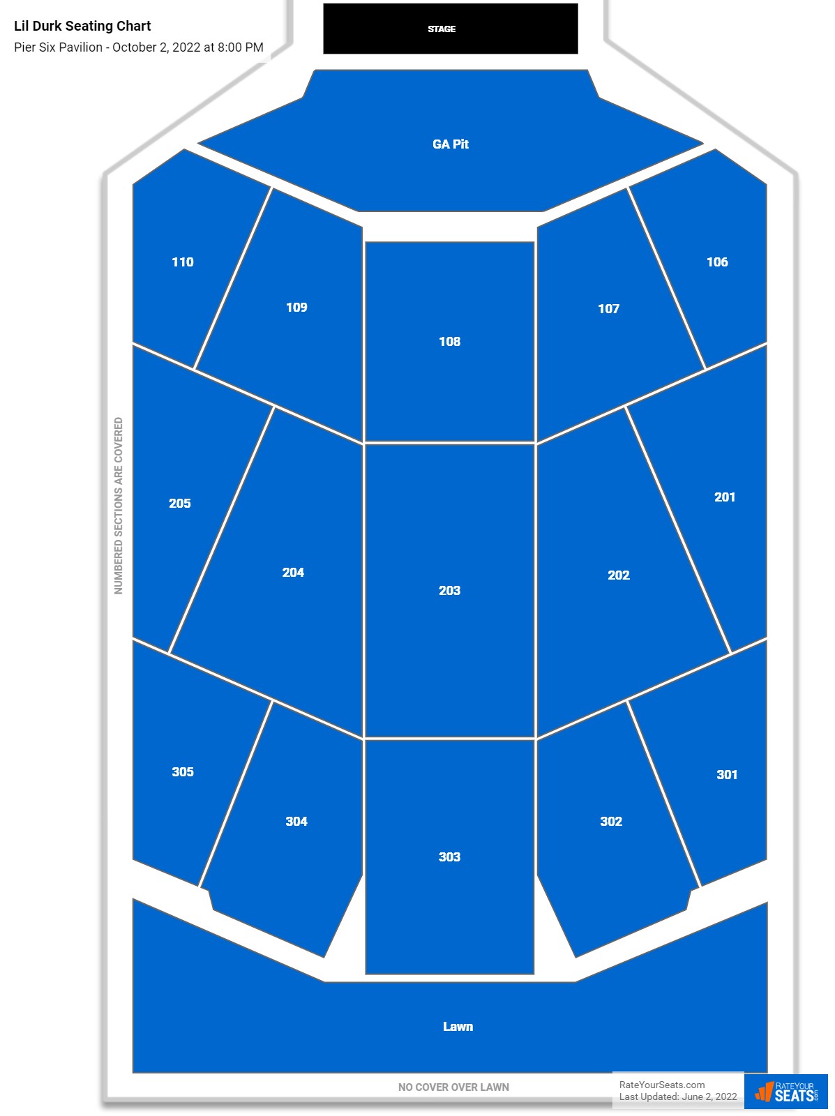 Lil Durk seating chart Pier Six Pavilion
