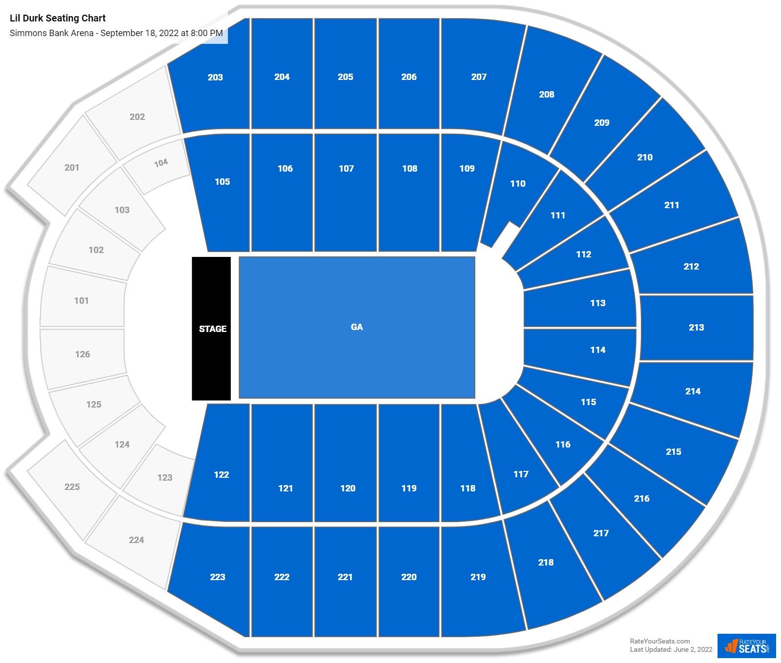 Lil Durk seating chart Simmons Bank Arena