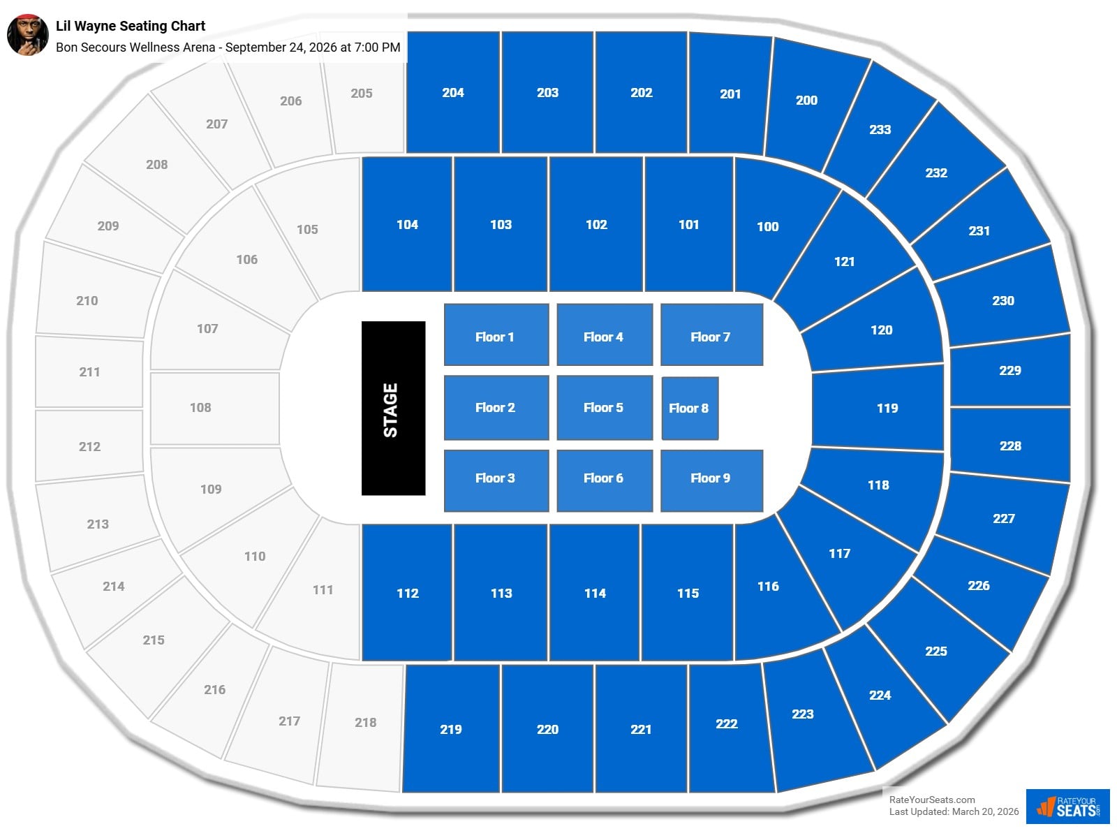 Lil Wayne seating chart Bon Secours Wellness Arena