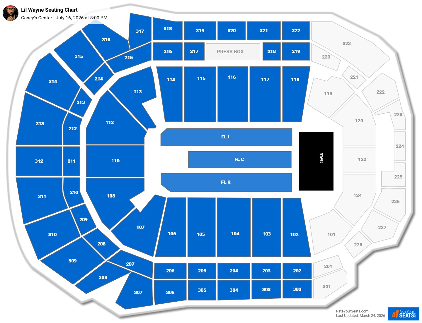 Lil Wayne seating chart Casey