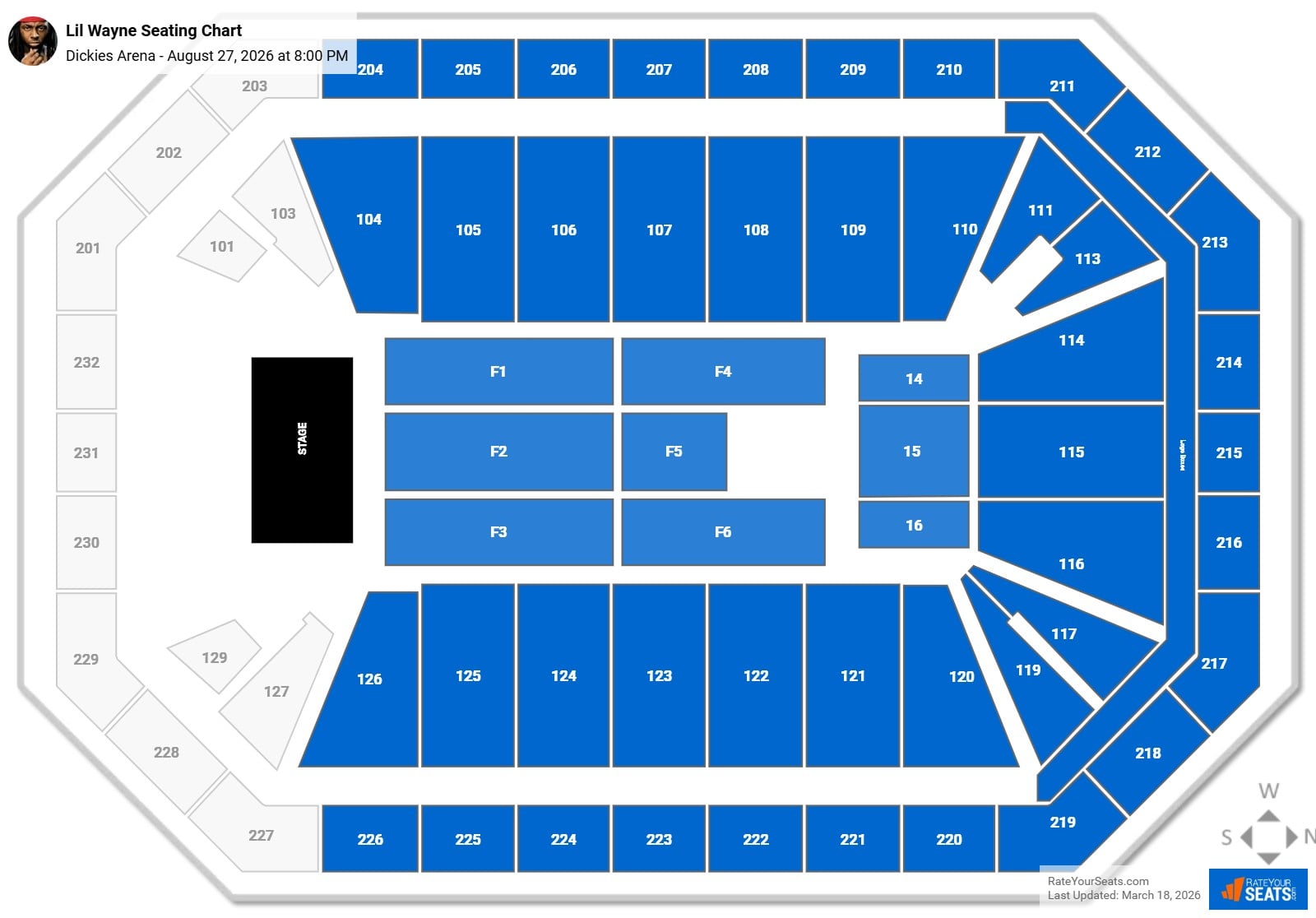 Lil Wayne seating chart Dickies Arena