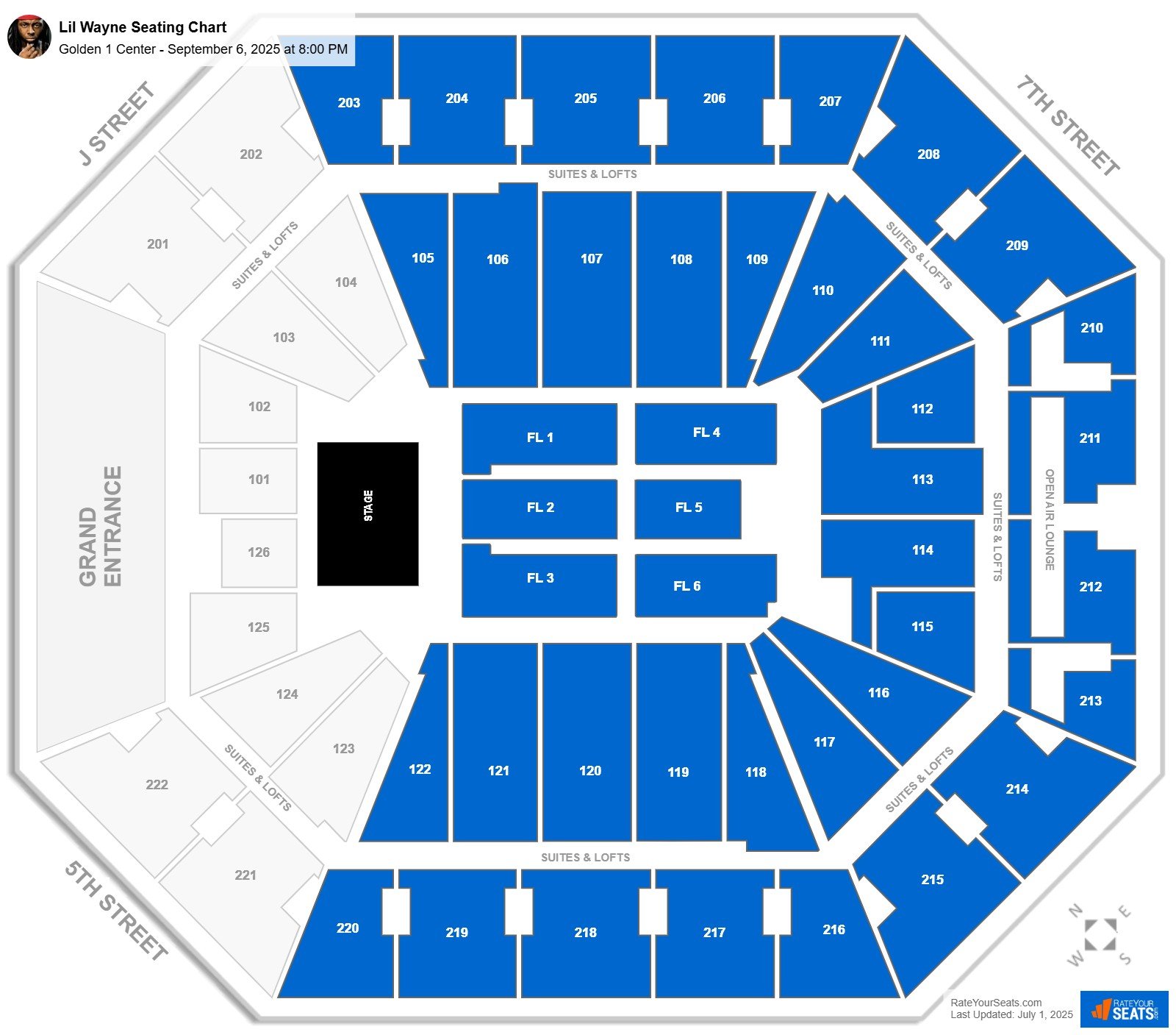 Lil Wayne seating chart Golden 1 Center
