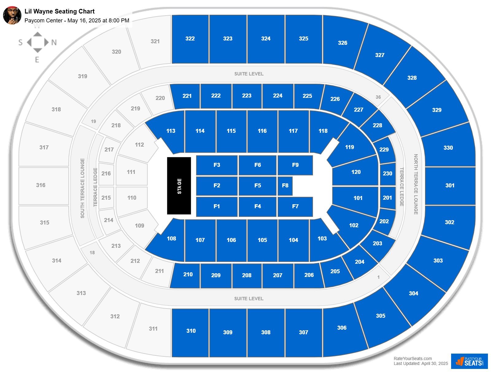 Lil Wayne seating chart Paycom Center
