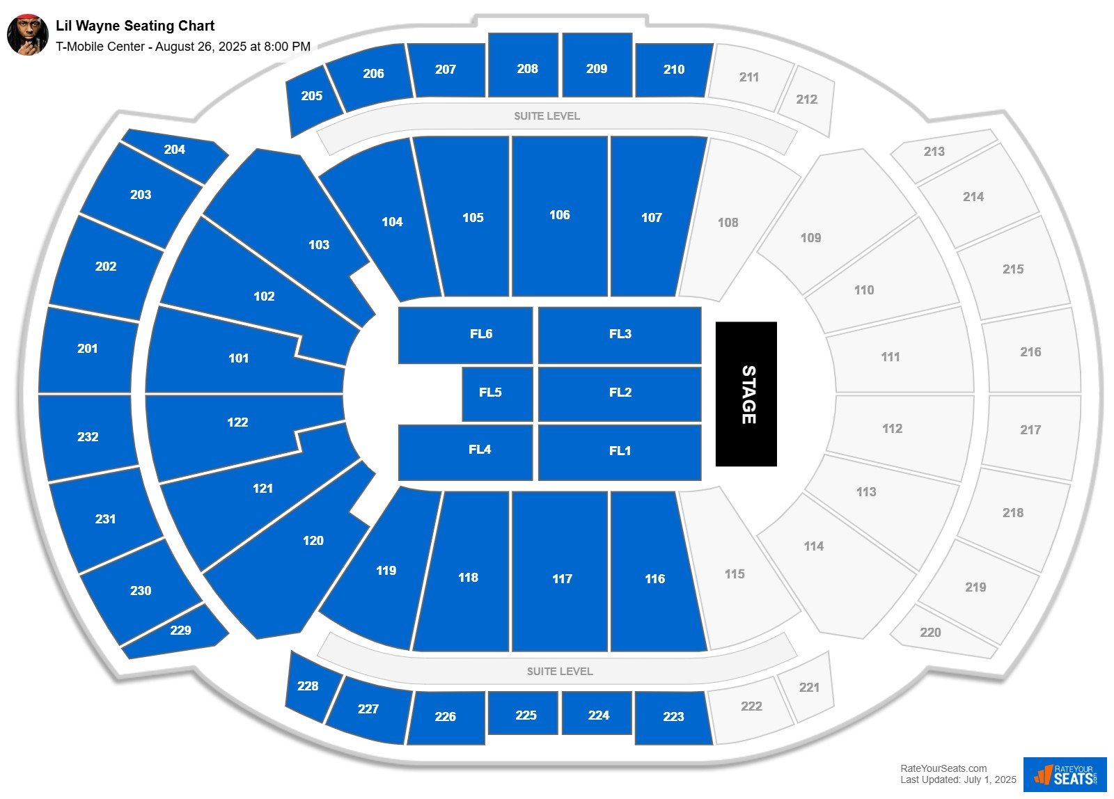 Lil Wayne seating chart T-Mobile Center