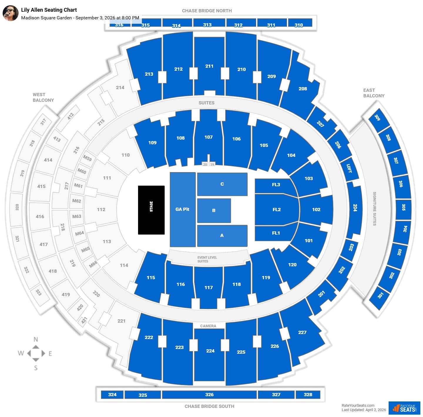 Lily Allen seating chart Madison Square Garden