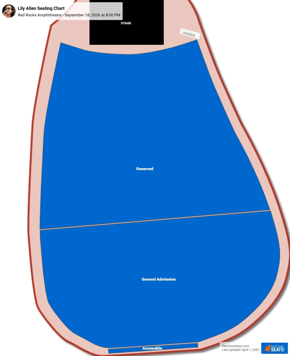 Lily Allen seating chart Red Rocks Amphitheatre