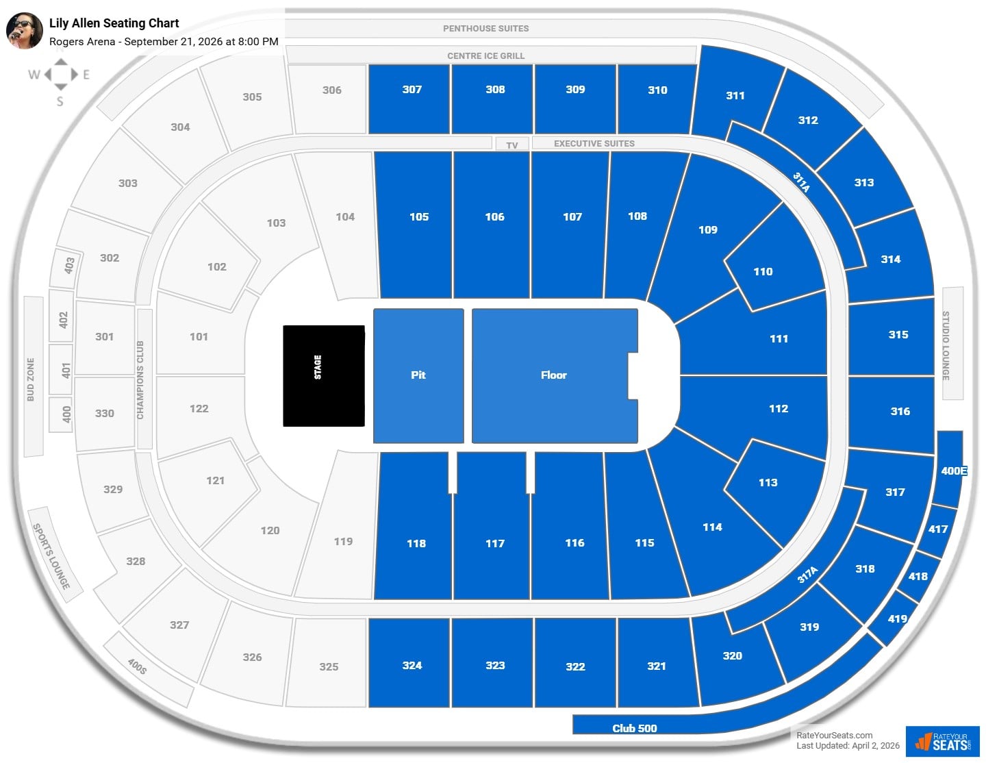 Lily Allen seating chart Rogers Arena