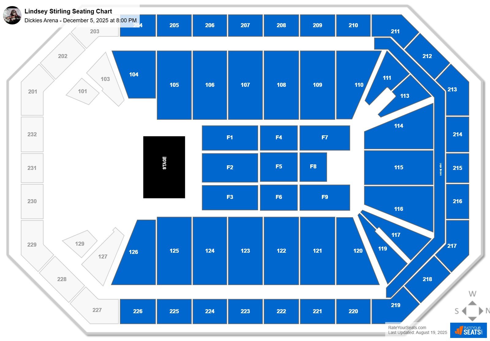 Lindsey Stirling seating chart Dickies Arena