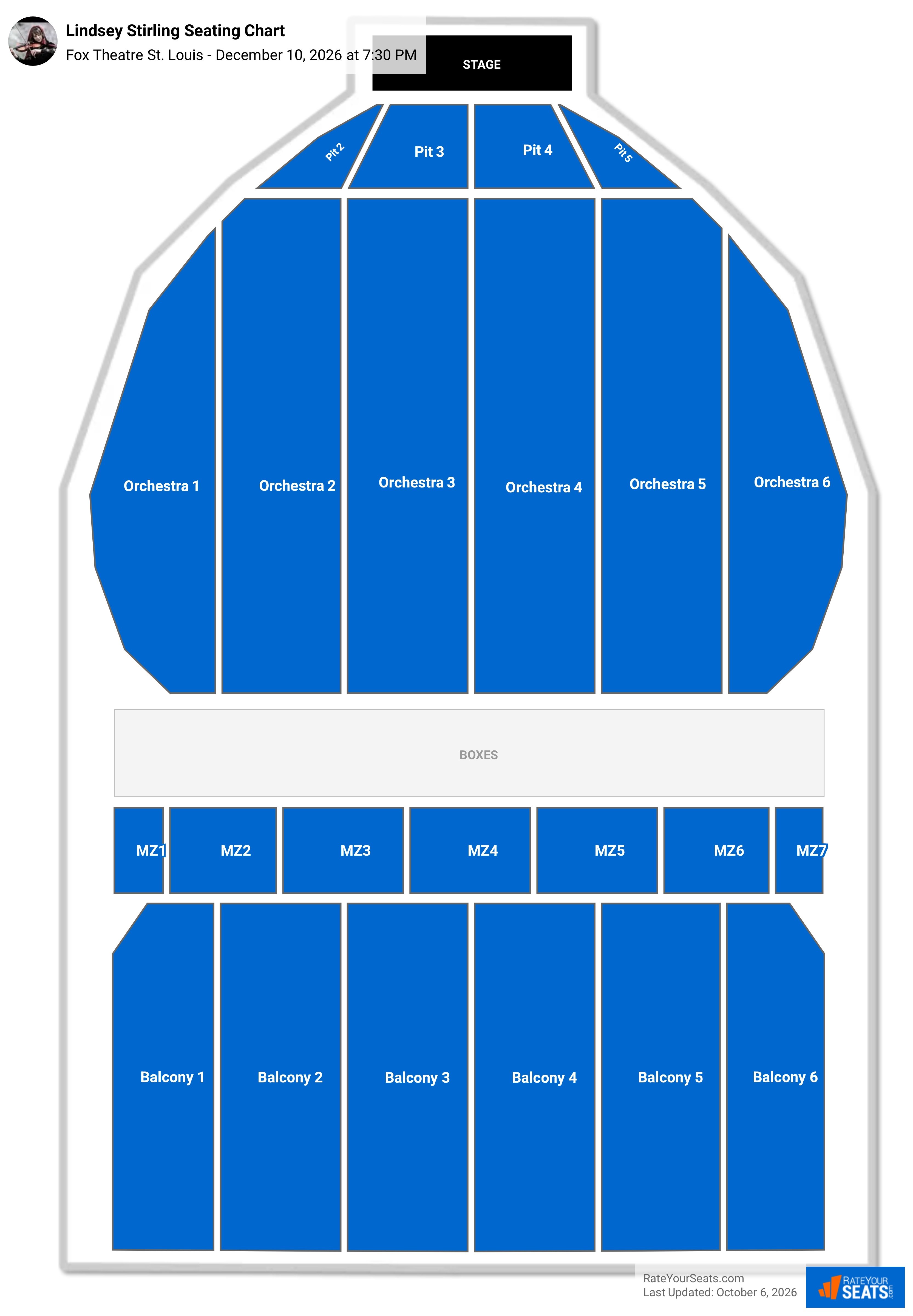 Lindsey Stirling Seating Chart at Fox Theatre St. Louis