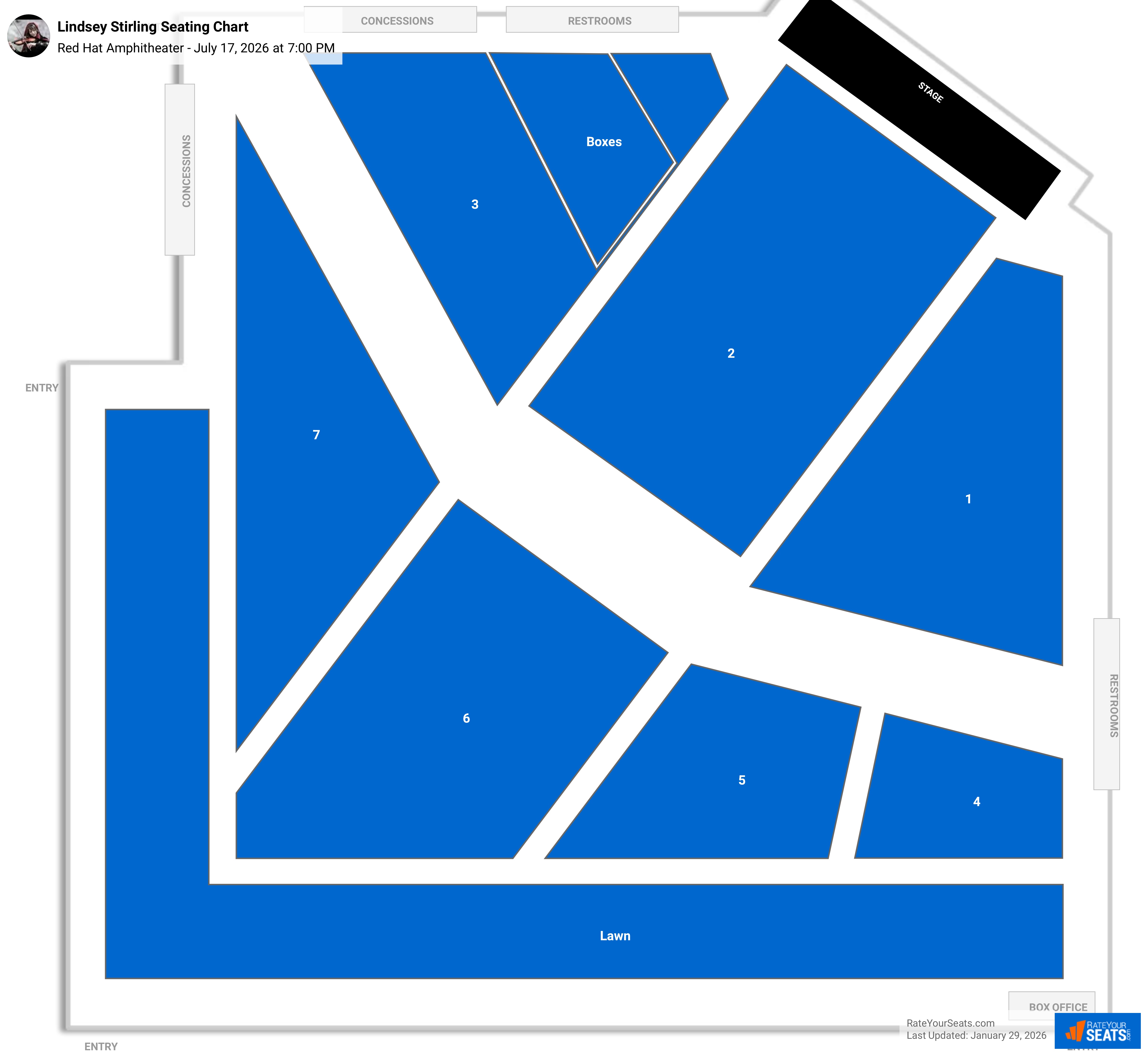Lindsey Stirling seating chart Red Hat Amphitheater