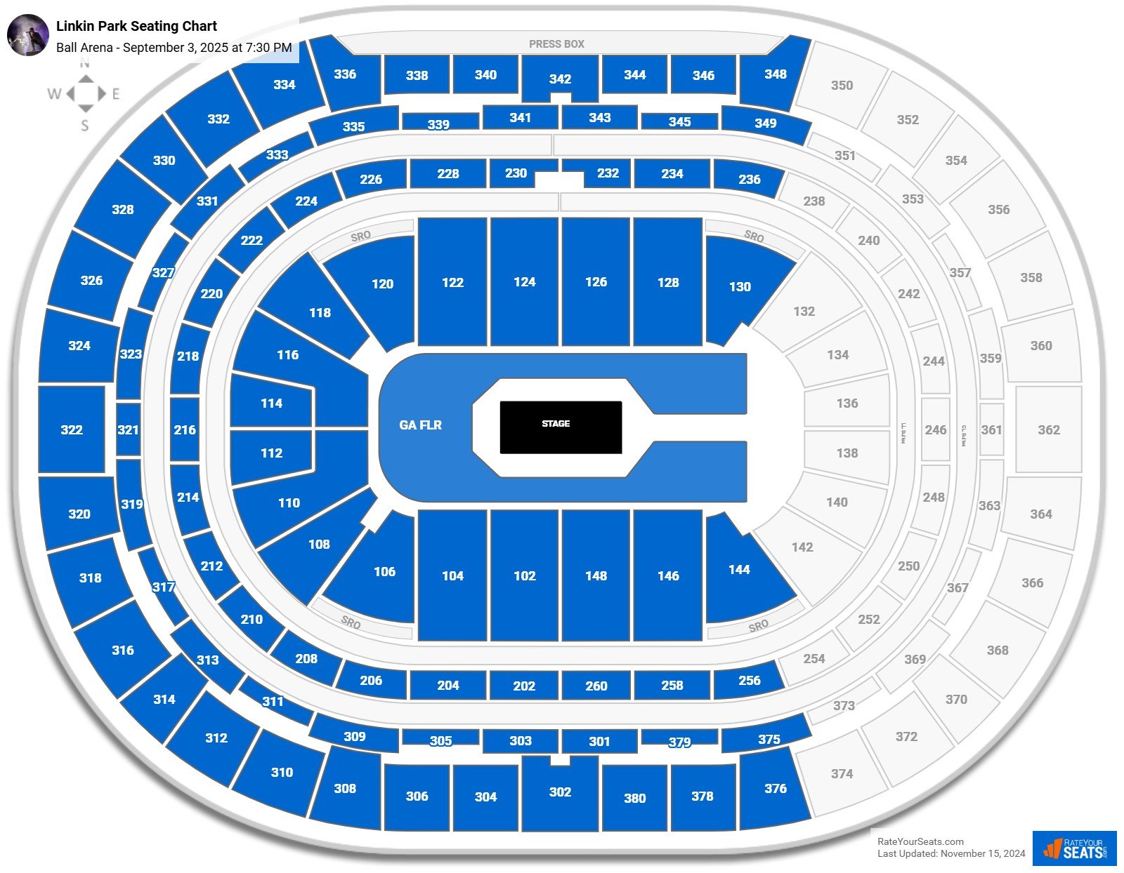 Linkin Park seating chart Ball Arena