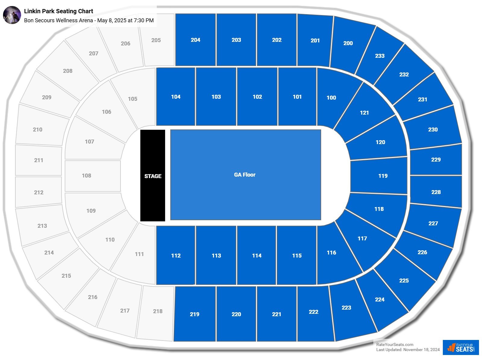 Linkin Park seating chart Bon Secours Wellness Arena