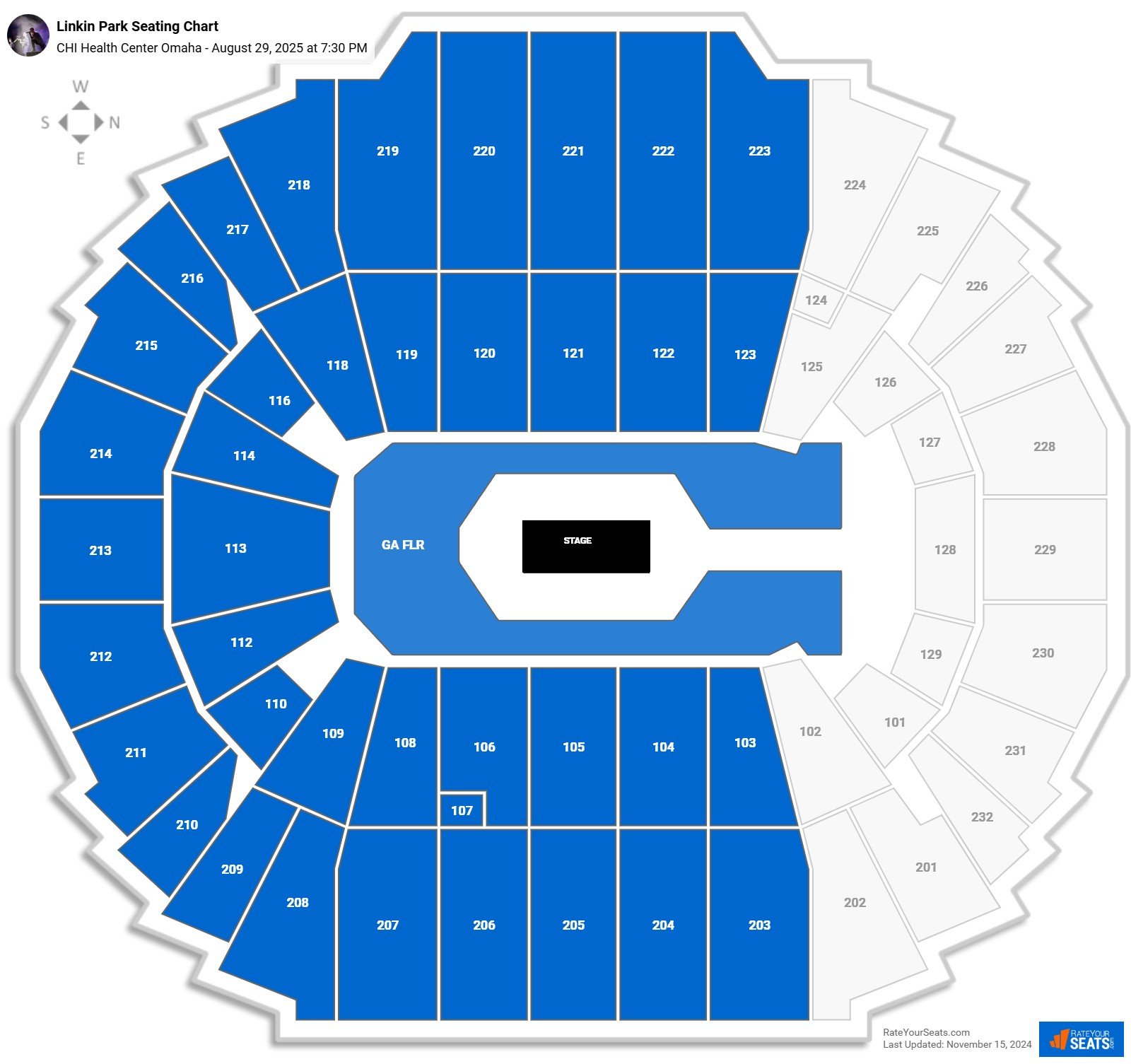 Linkin Park seating chart CHI Health Center Omaha