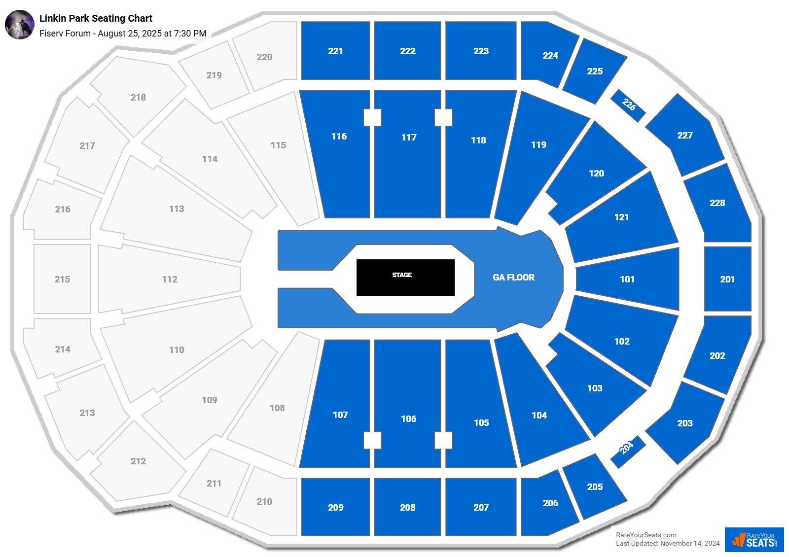 Linkin Park seating chart Fiserv Forum
