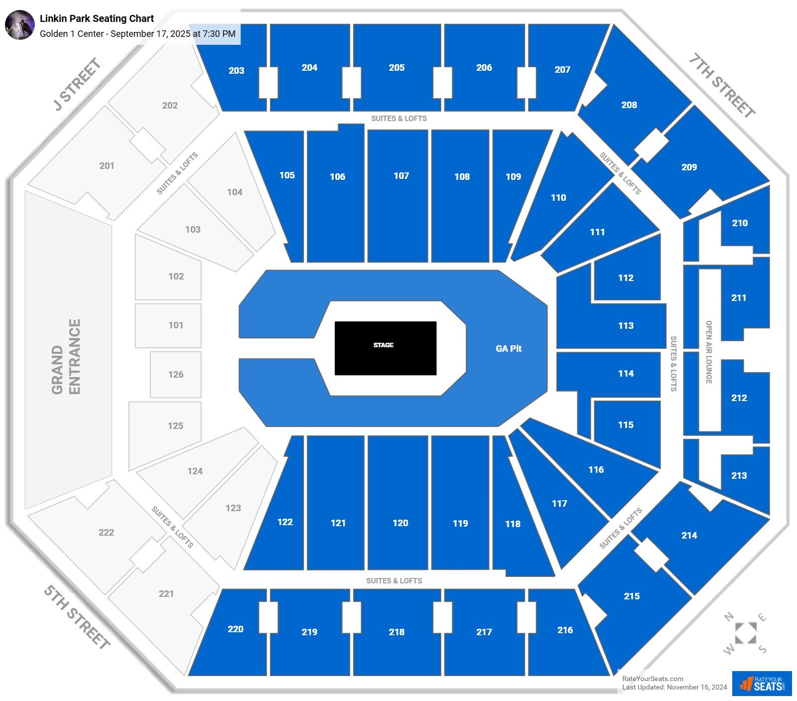 Linkin Park seating chart Golden 1 Center