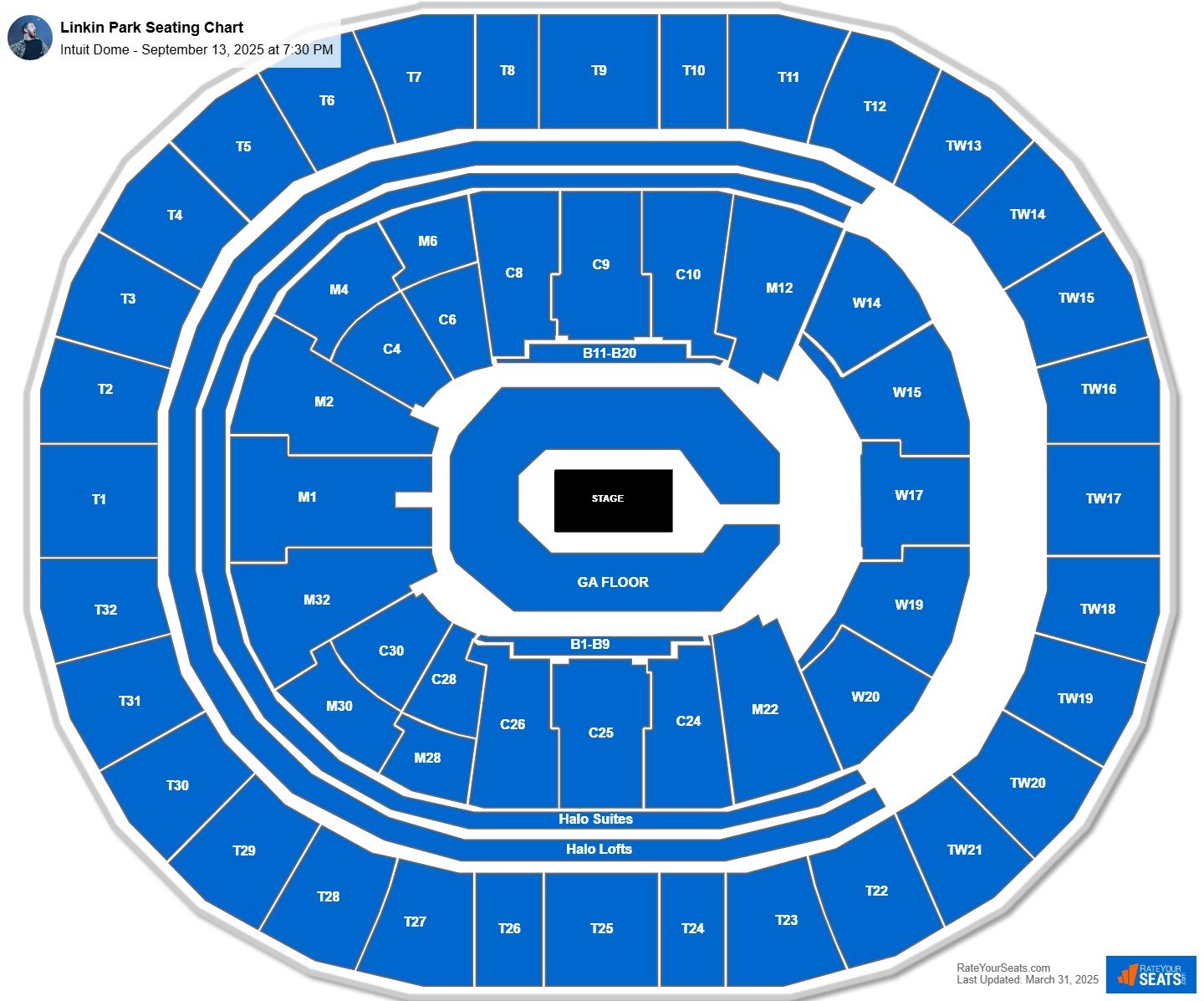 Linkin Park seating chart Intuit Dome