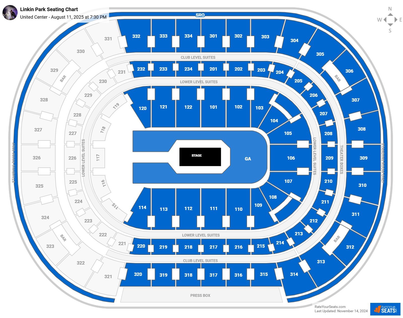 Linkin Park seating chart United Center
