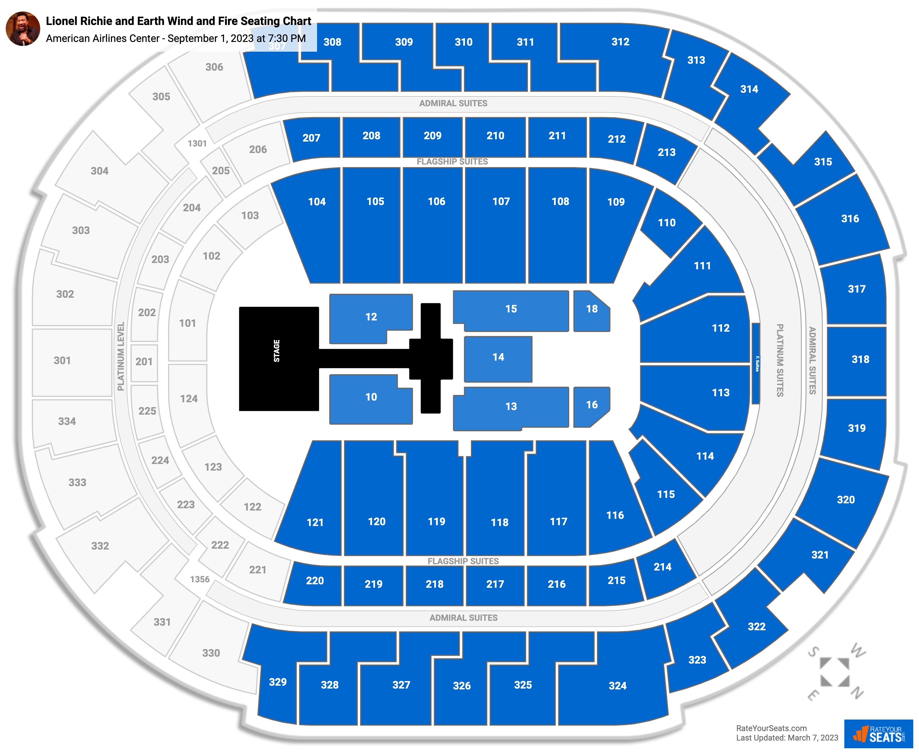 Lionel Richie and Earth Wind and Fire seating chart American Airlines Center