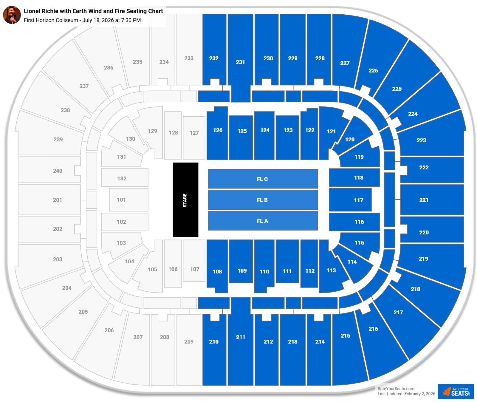 Lionel Richie with Earth Wind and Fire seating chart First Horizon Coliseum