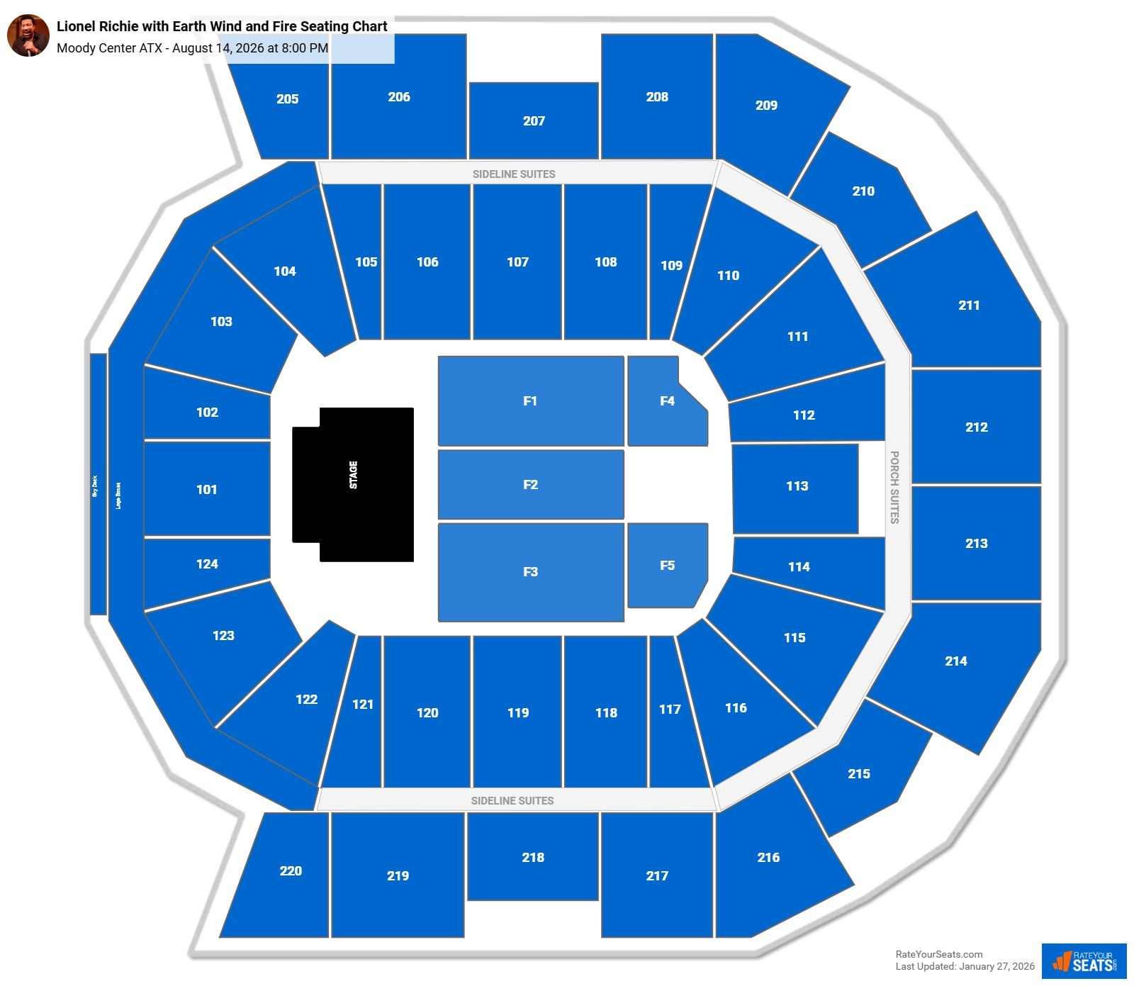 Lionel Richie with Earth Wind and Fire seating chart Moody Center ATX