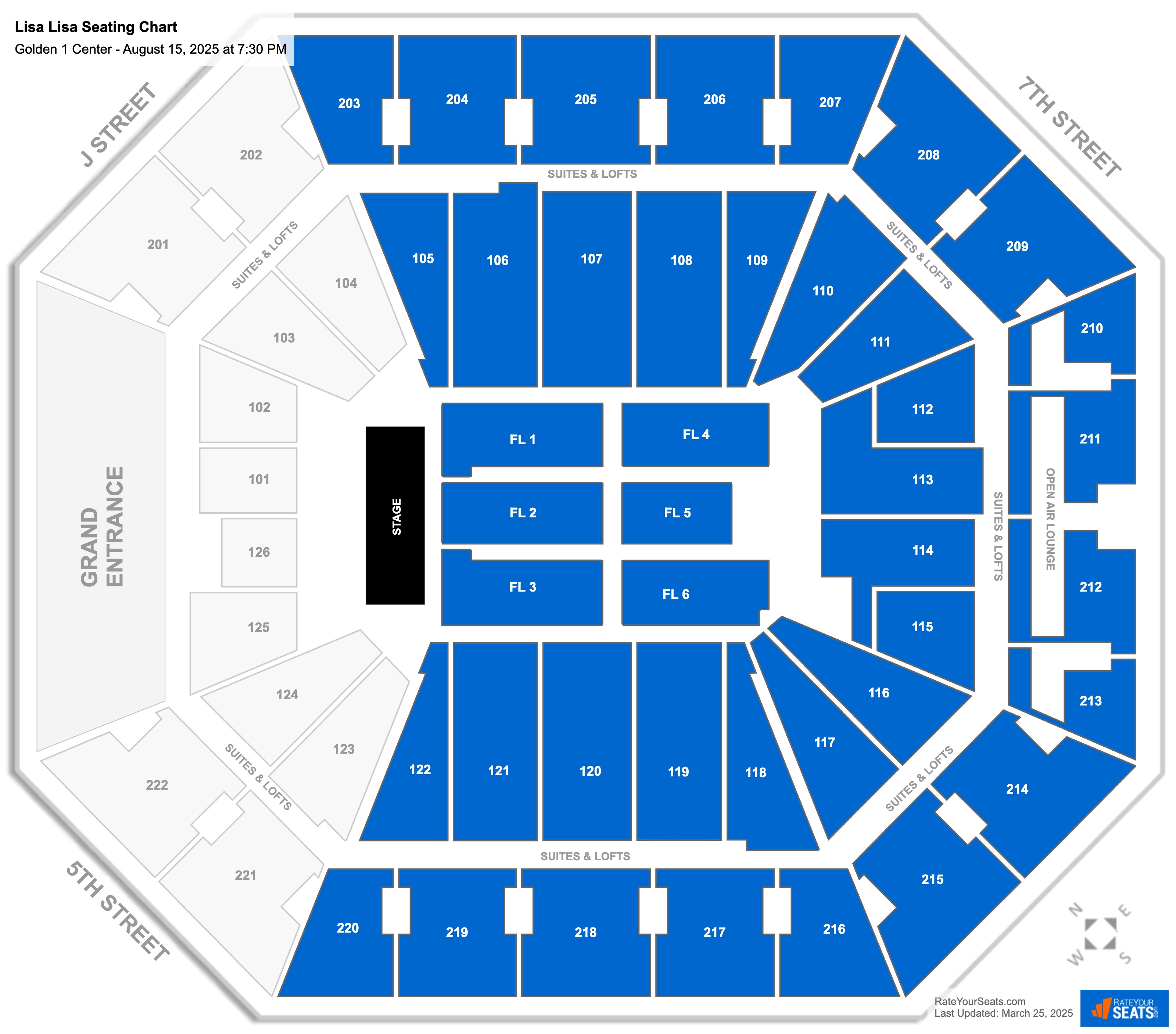 Lisa Lisa seating chart Golden 1 Center