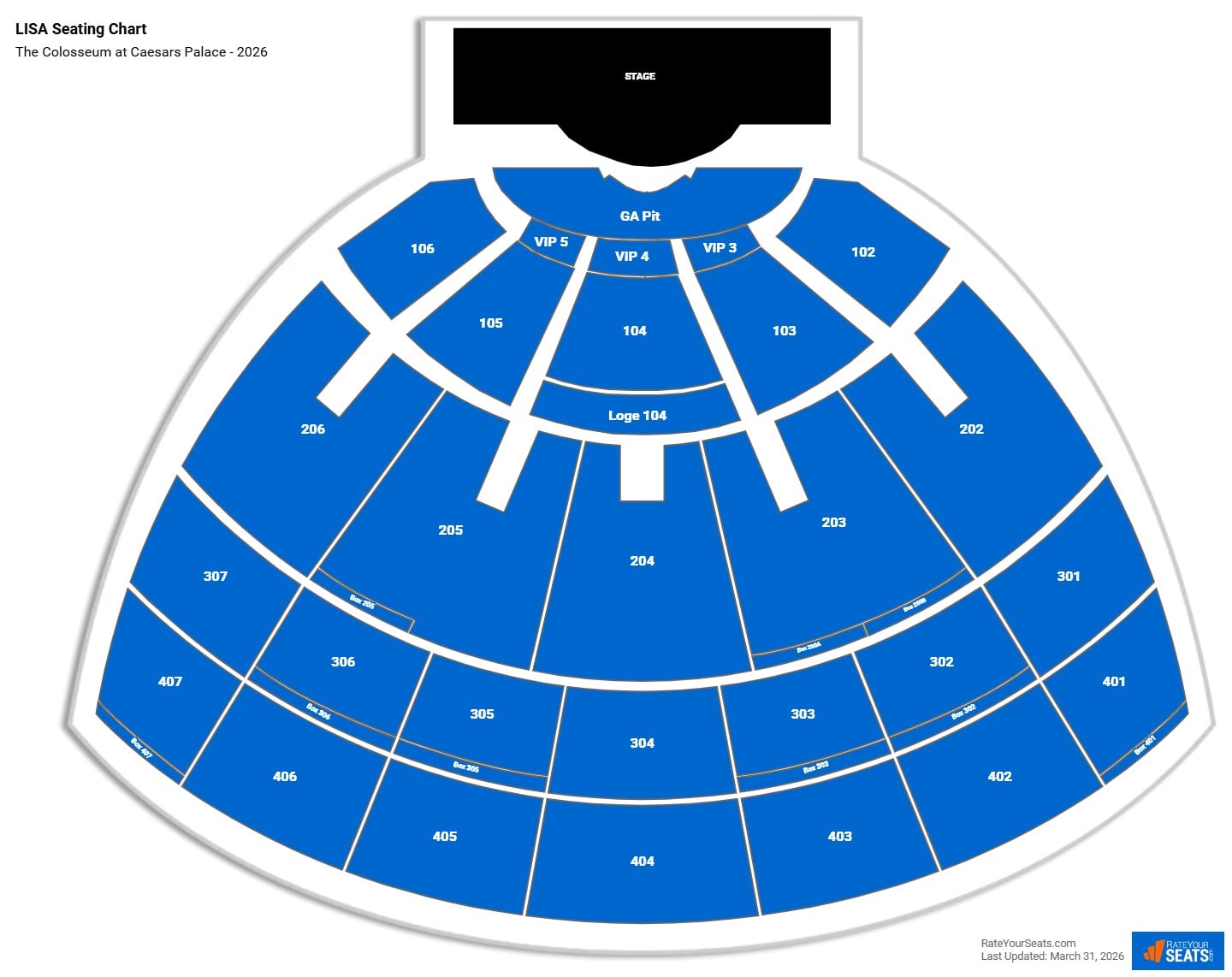 LISA seating chart The Colosseum at Caesars Palace